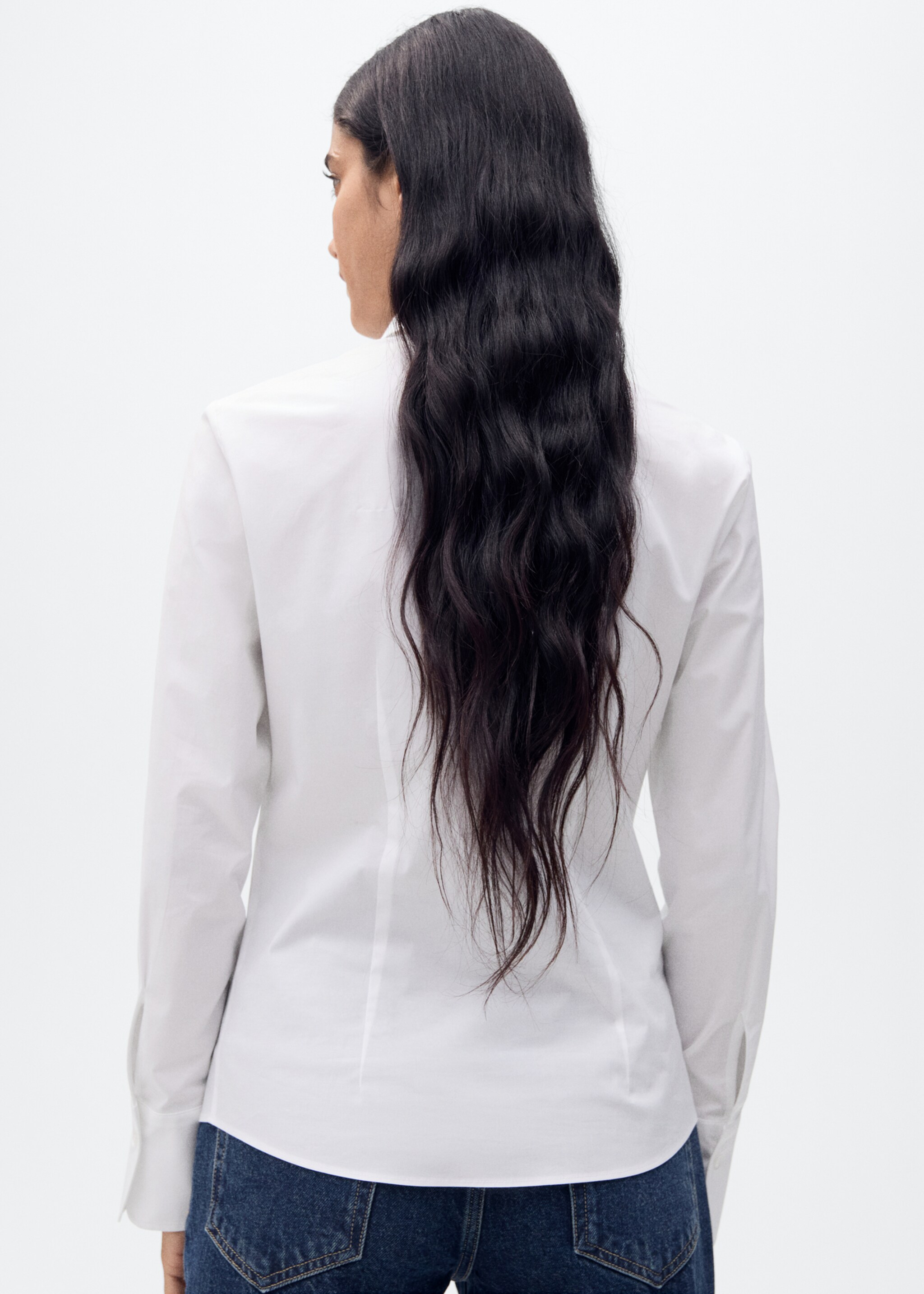 Fitted cotton shirt - Reverse of the article, White. Ref: 87010350-00.