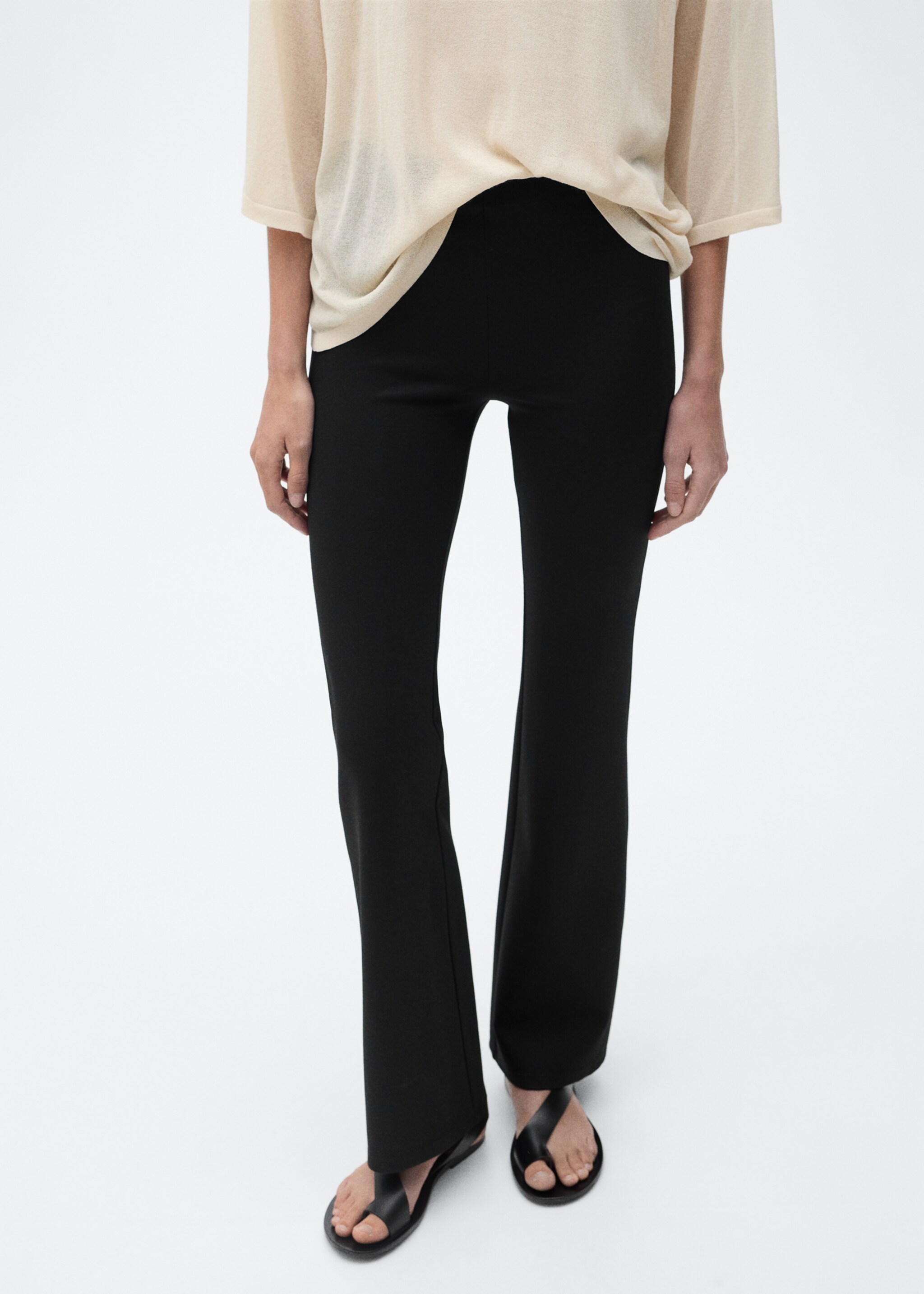 Flared leggings - Medium plane, Black. Ref: 87010354-00.