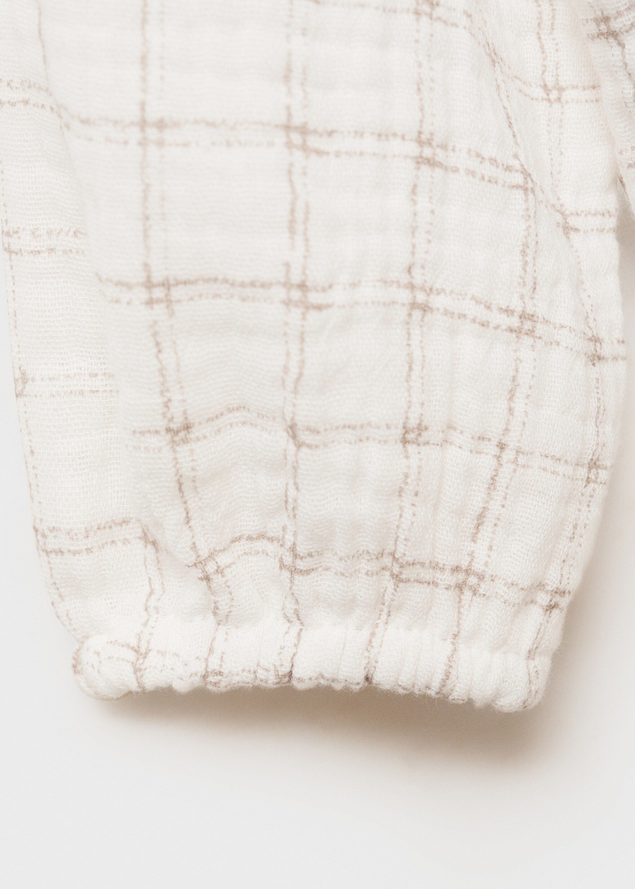 Karierte Baumwollbluse - Detail des Artikels 0, Cremeweiß. Ref: 87010375-00.