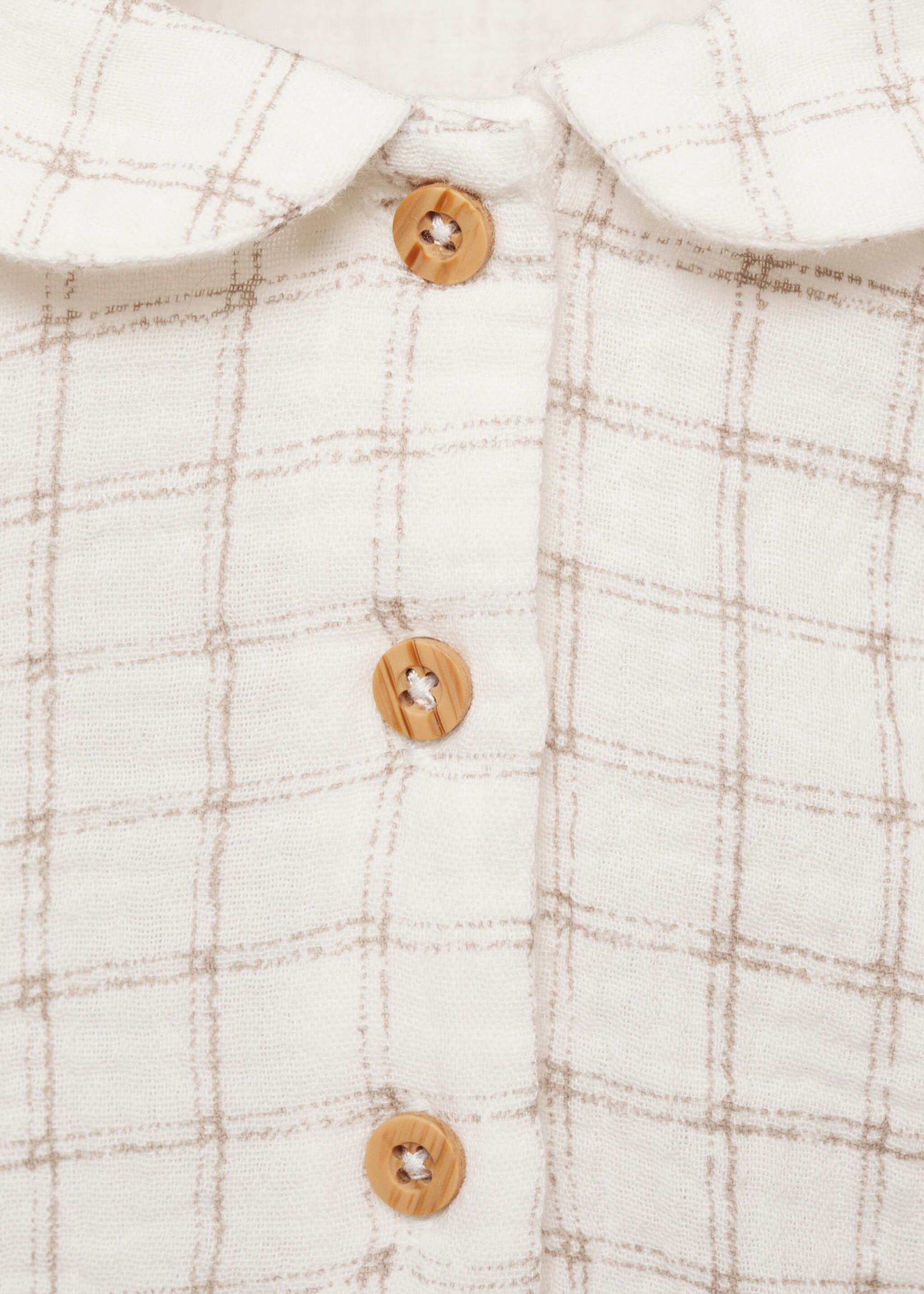 Karierte Baumwollbluse - Detail des Artikels 8, Cremeweiß. Ref: 87010375-00.