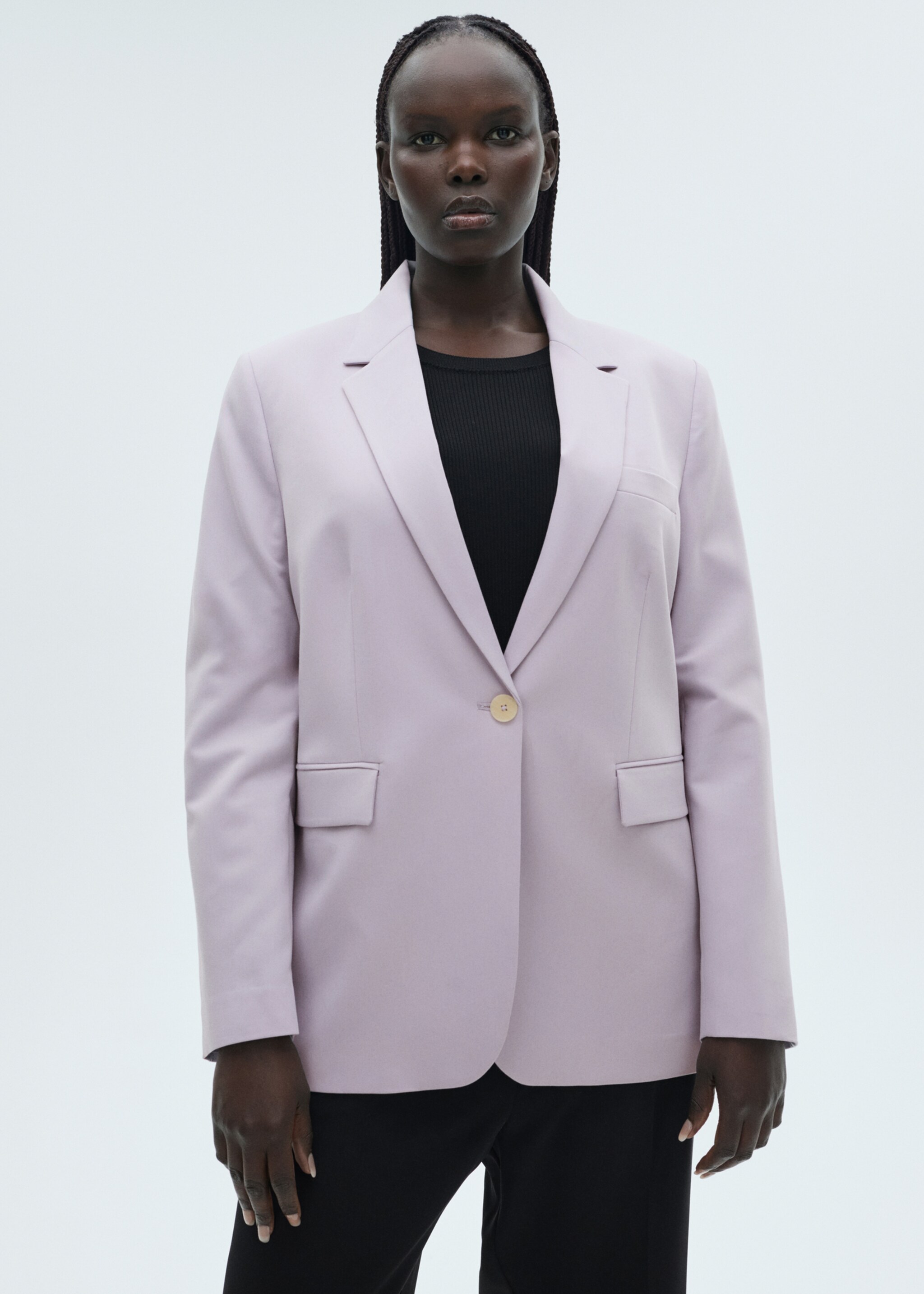 Fitted suit blazer - Details of the article 5, Light/Pastel Purple. Ref: 87010379-00.