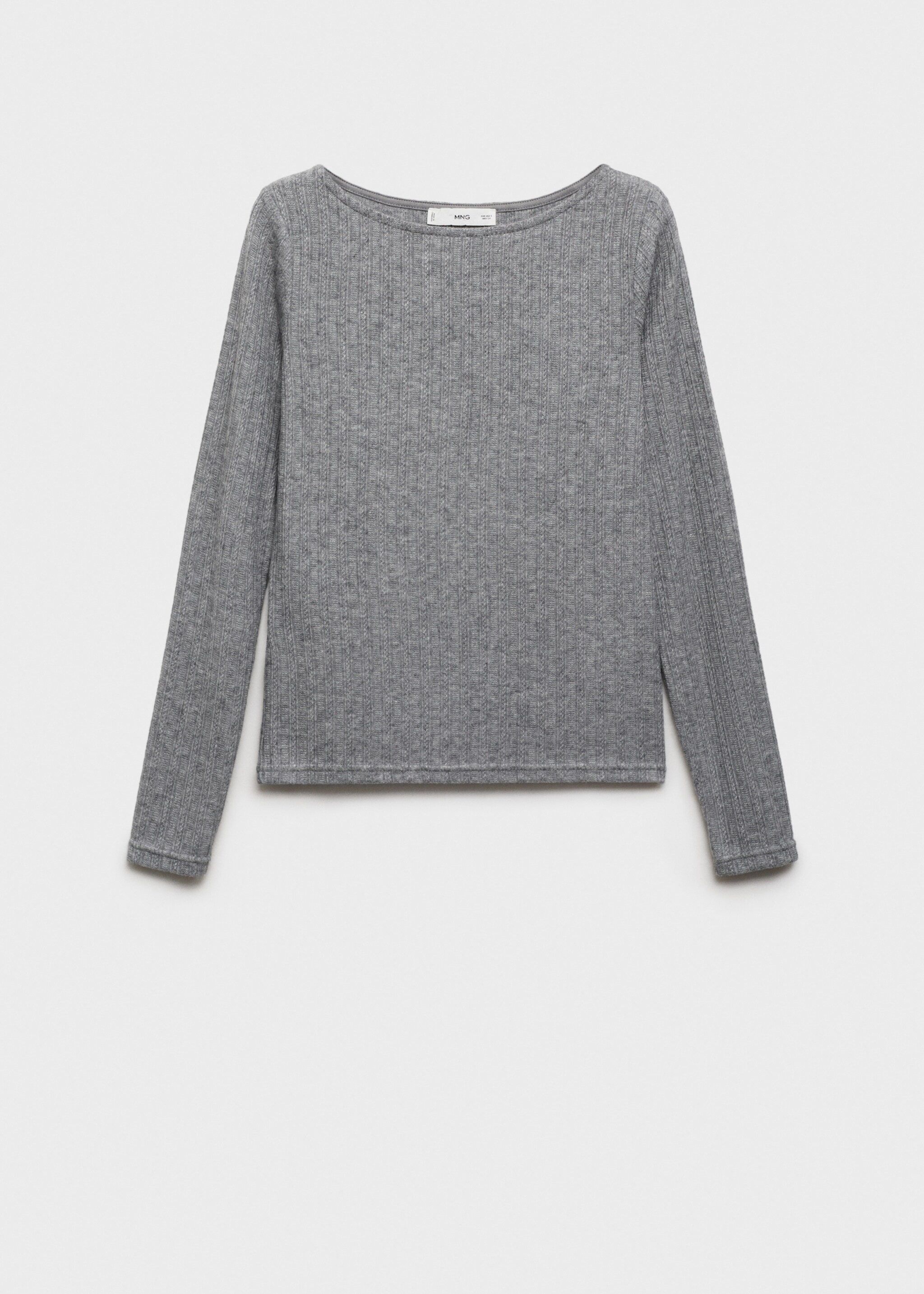 Long-sleeved pointelle t-shirt - Article without model, Medium Heather Grey. Ref: 87010433-00.