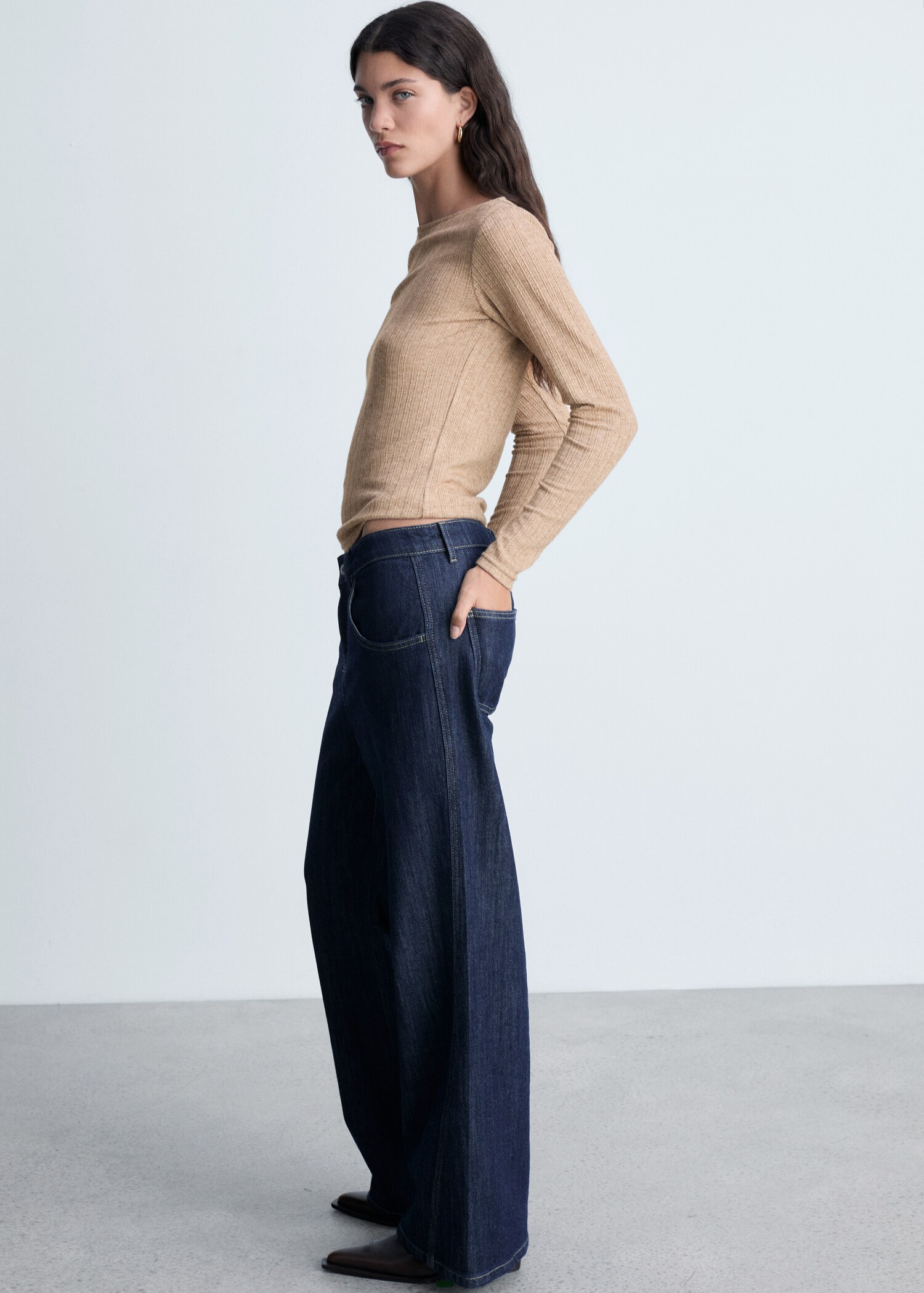 Long-sleeved pointelle t-shirt - Details of the article 2