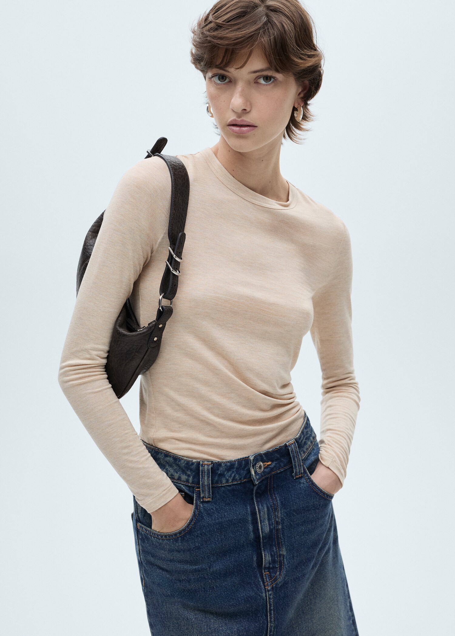 Long-sleeved fitted t-shirt - Medium plane