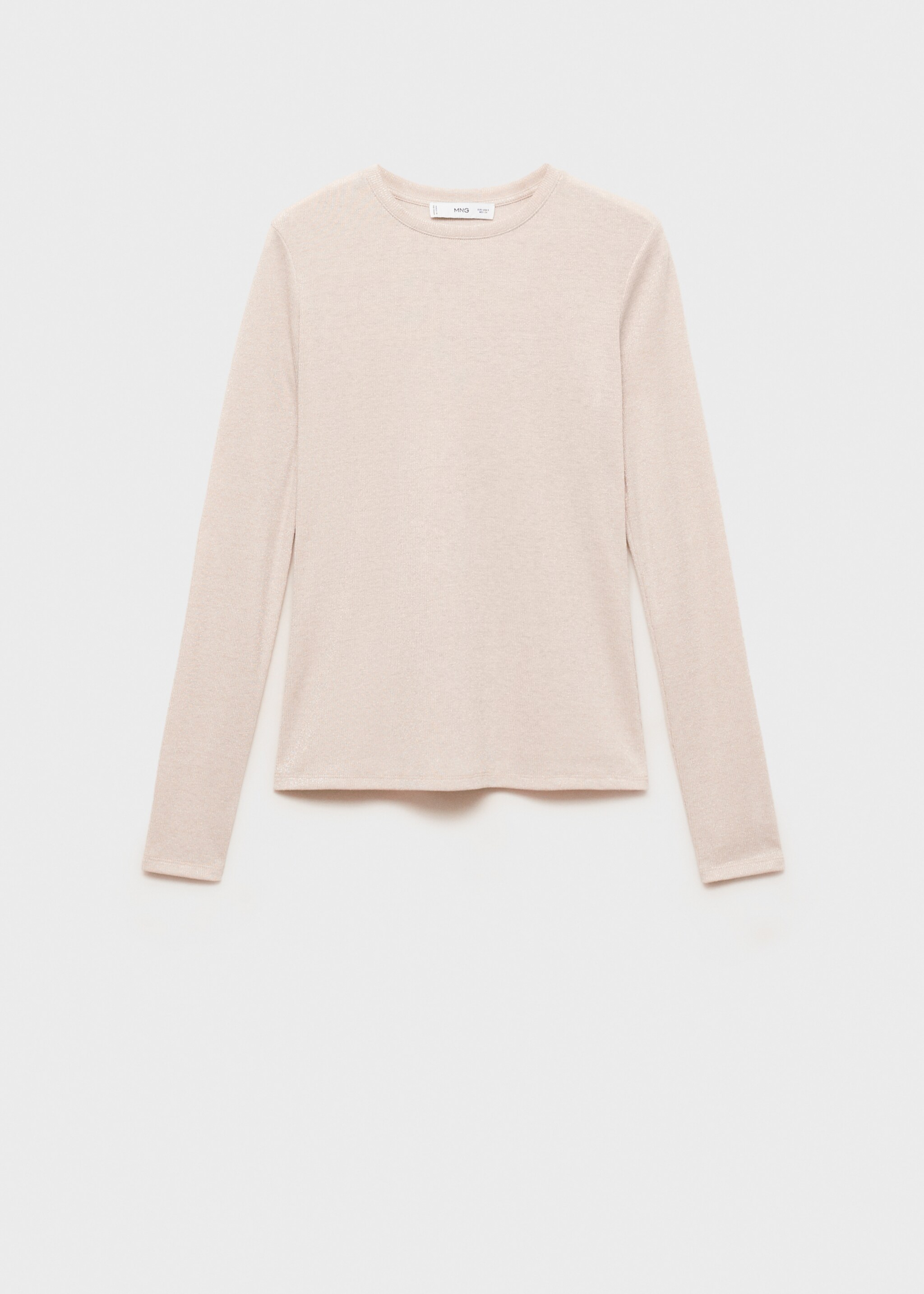 Lurex knitted t-shirt - Article without model, Beige. Ref: 87010439-00.