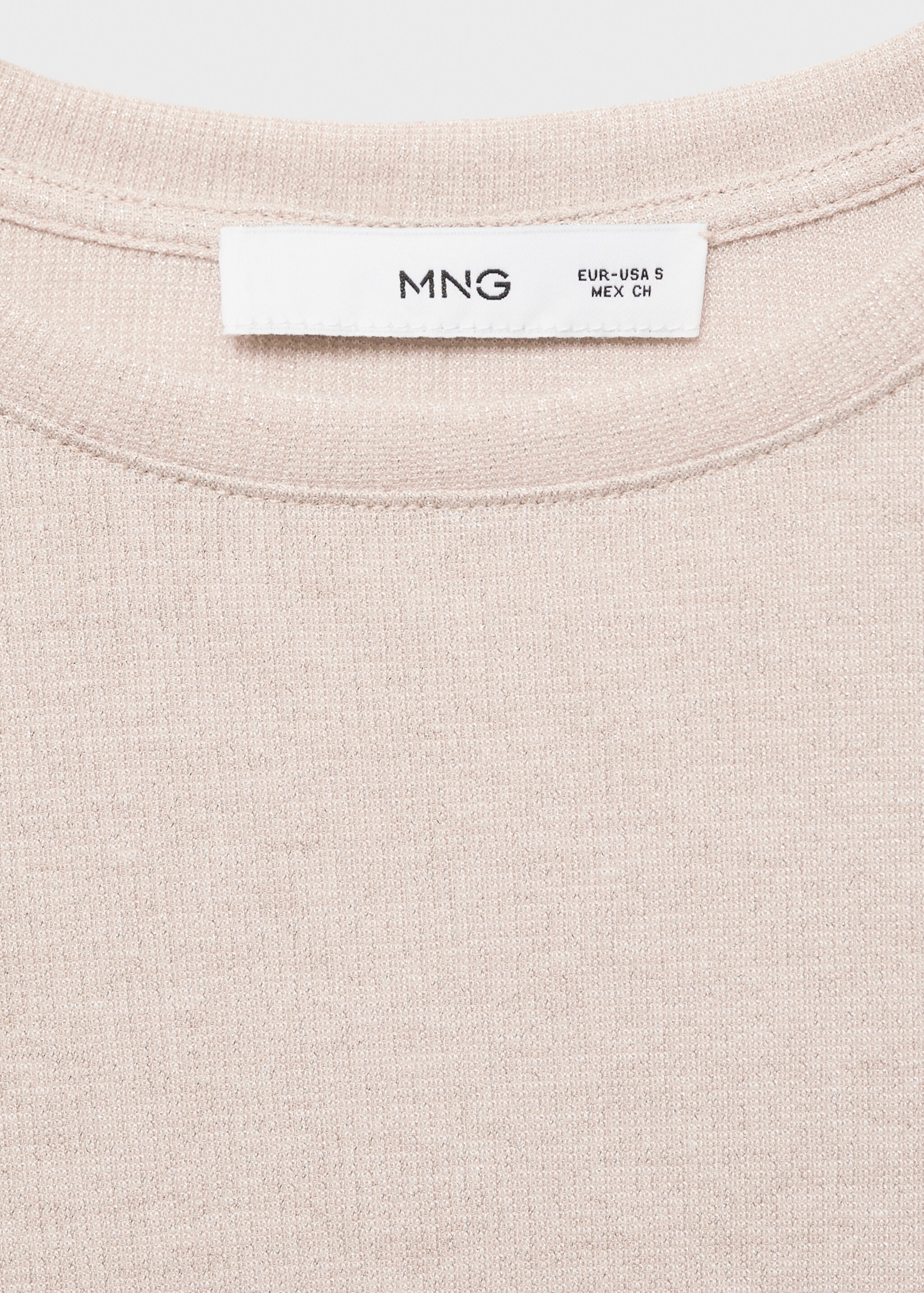Lurex knitted t-shirt - Details of the article 8, Beige. Ref: 87010439-00.