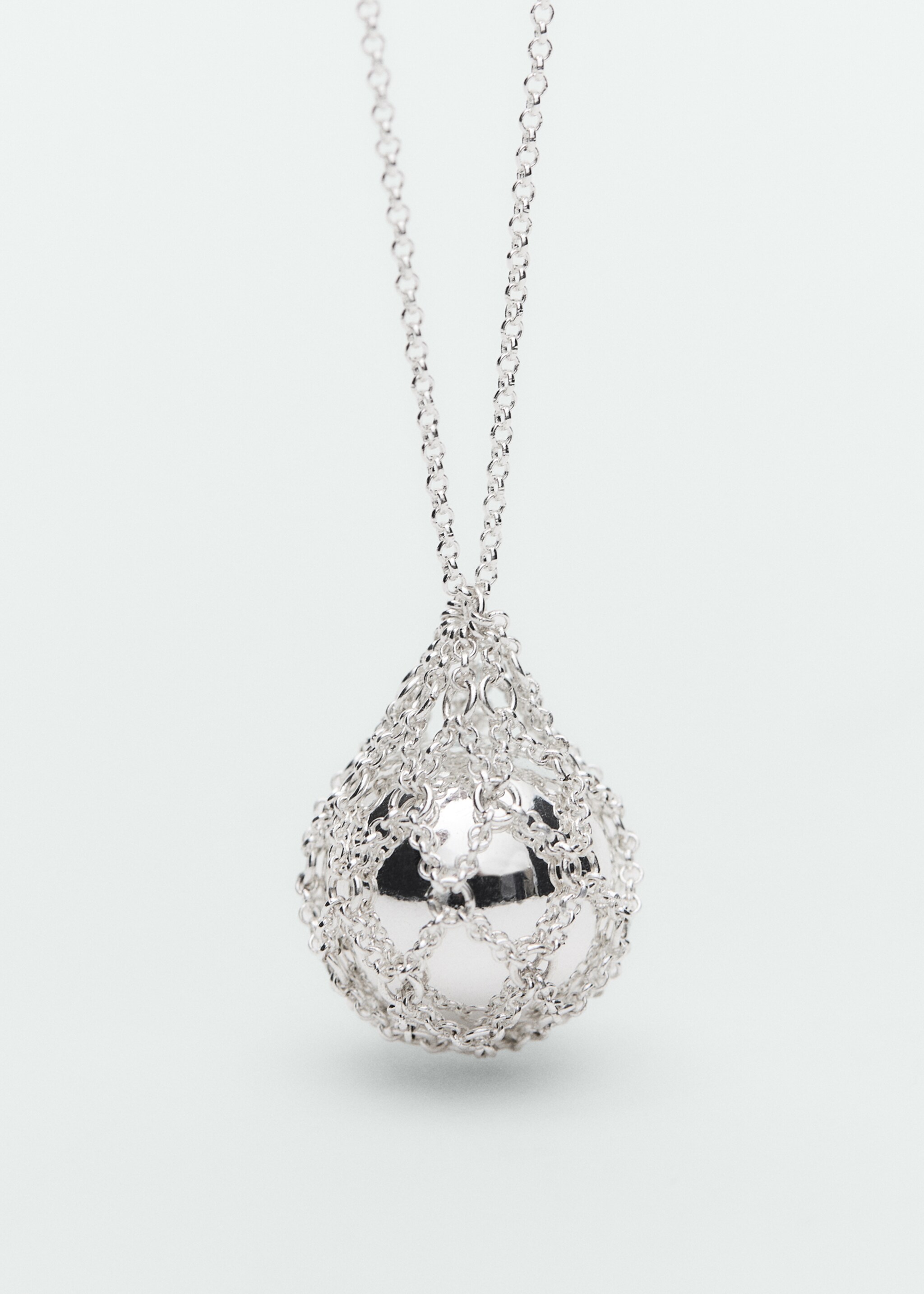 Drop necklace with sphere - Details of the article 1, Silver. Ref: 87010459-00.