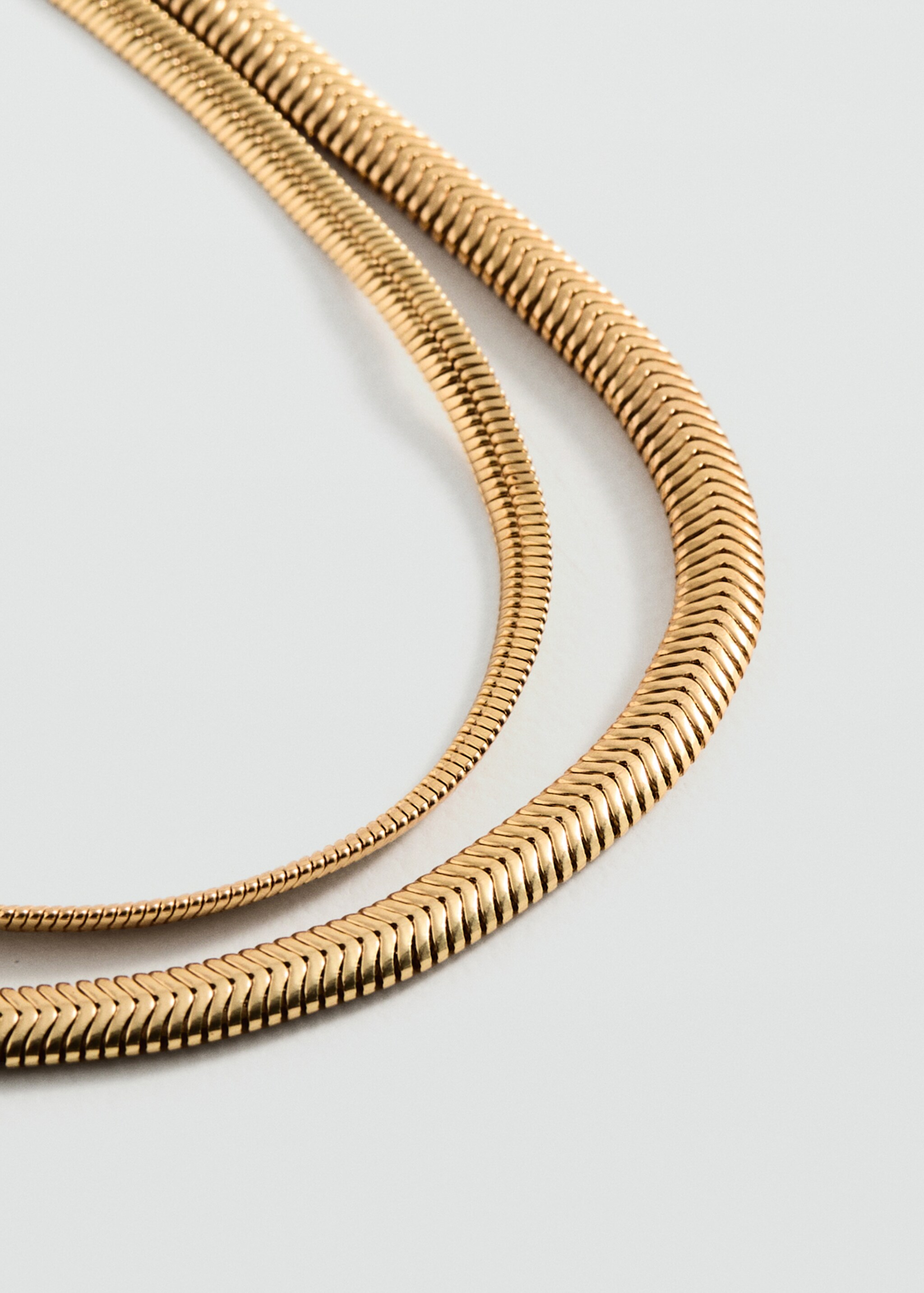 Textured double necklace - Medium plane, Gold. Ref: 87010462-00.