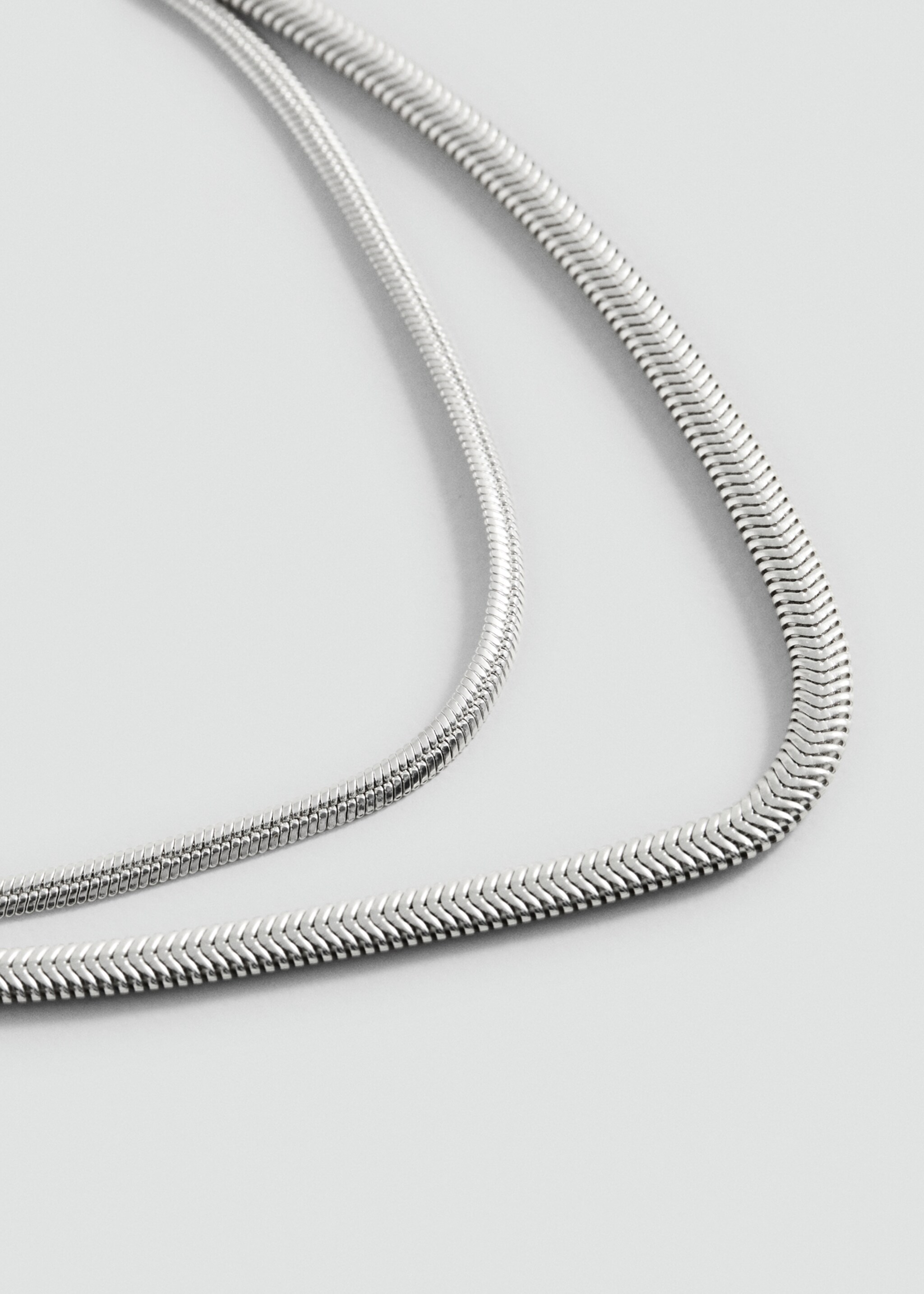 Textured double necklace - Medium plane, Silver. Ref: 87010462-00.