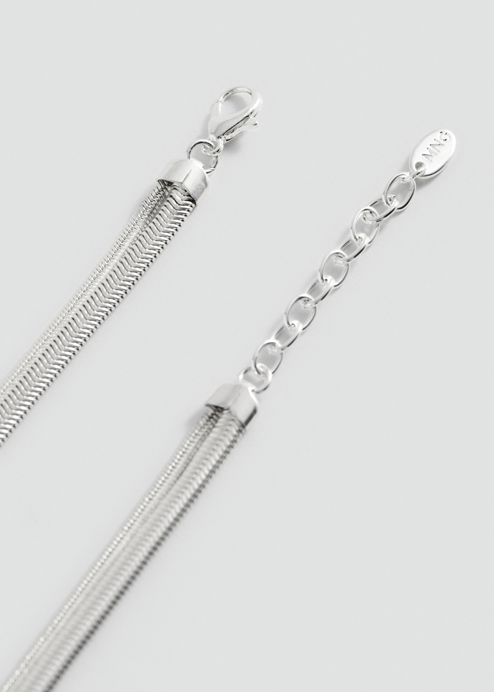 Textured double necklace - Details of the article 1, Silver. Ref: 87010462-00.