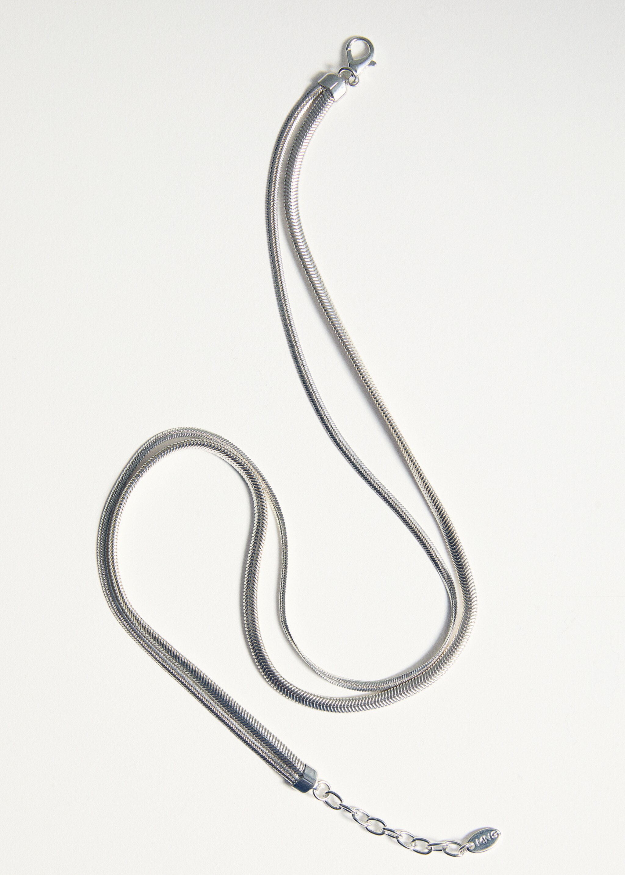 Textured double necklace - Details of the article 5, Silver. Ref: 87010462-00.