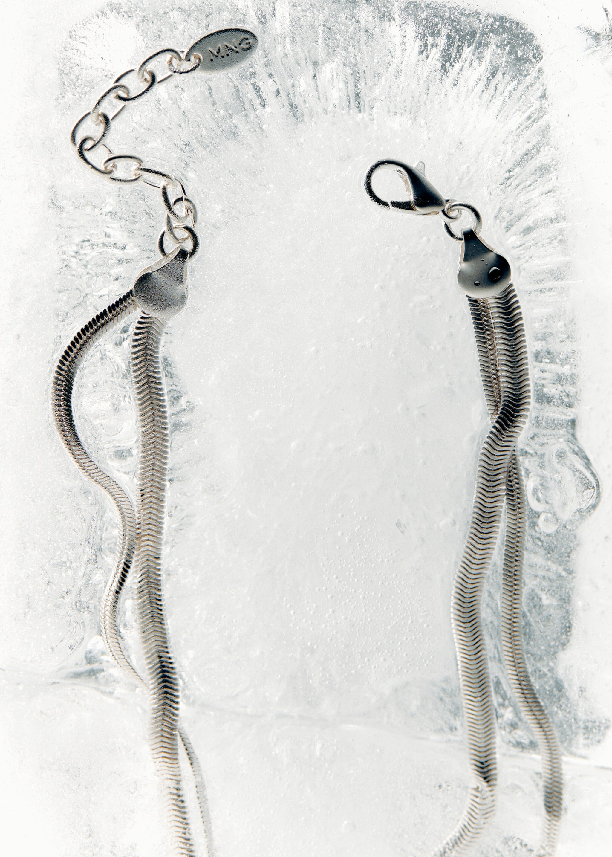 Textured double necklace - Details of the article 6, Silver. Ref: 87010462-00.