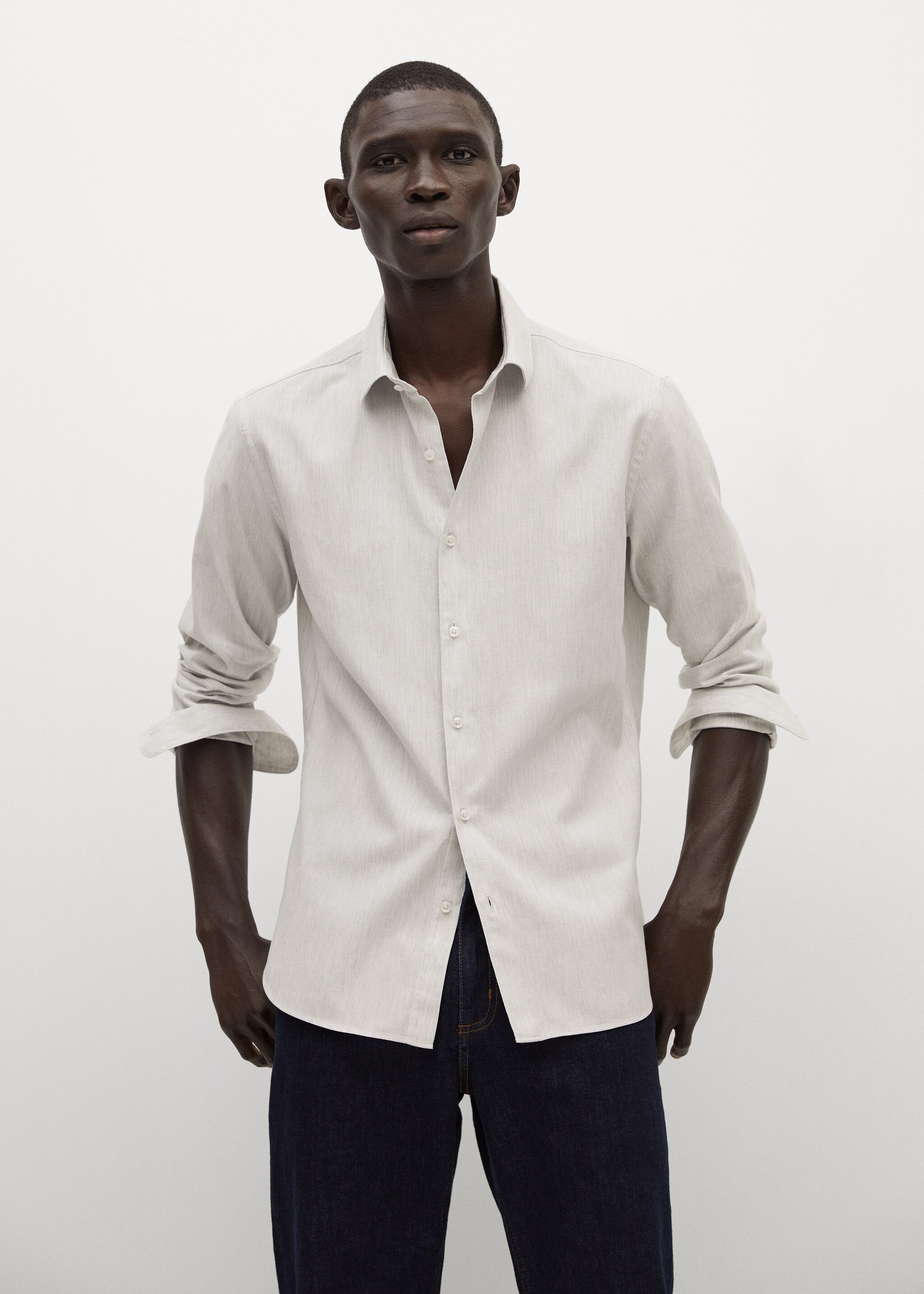 Bavlněná košile slim fit - Náhled ve středové rovině