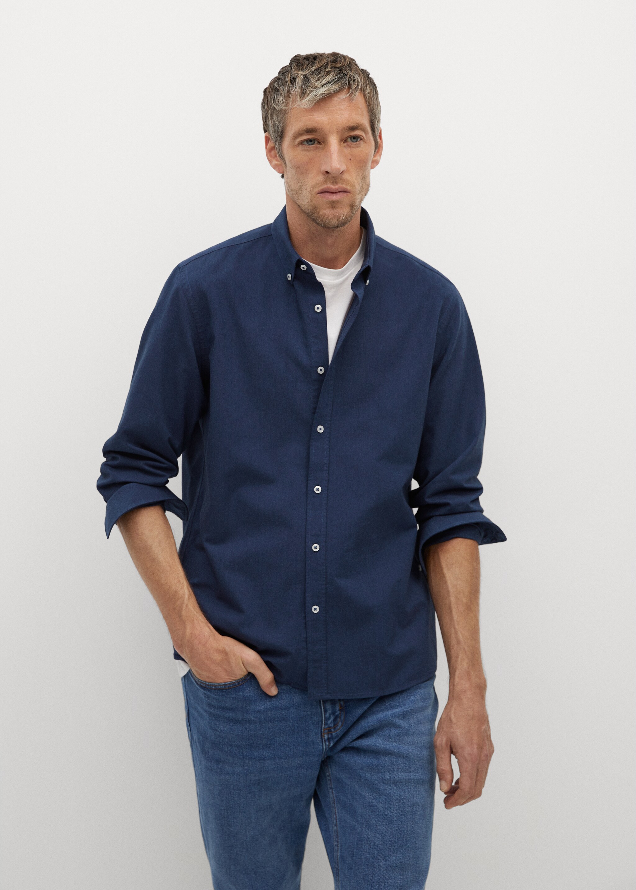 Regular fit Oxford cotton shirt - Medium plane