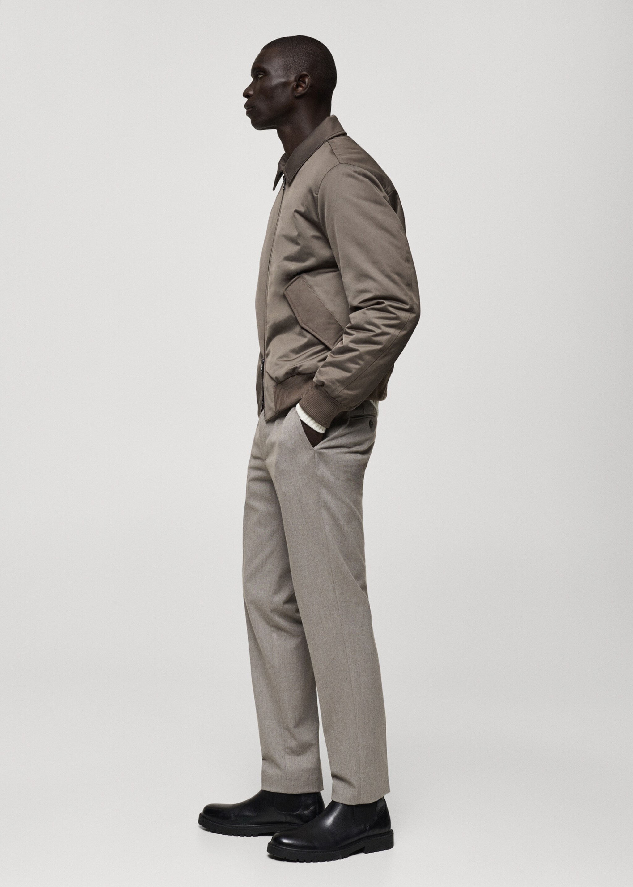 Quilted water repellent jacket - Details of the article 2, Medium Brown. Ref: 87010576-00.