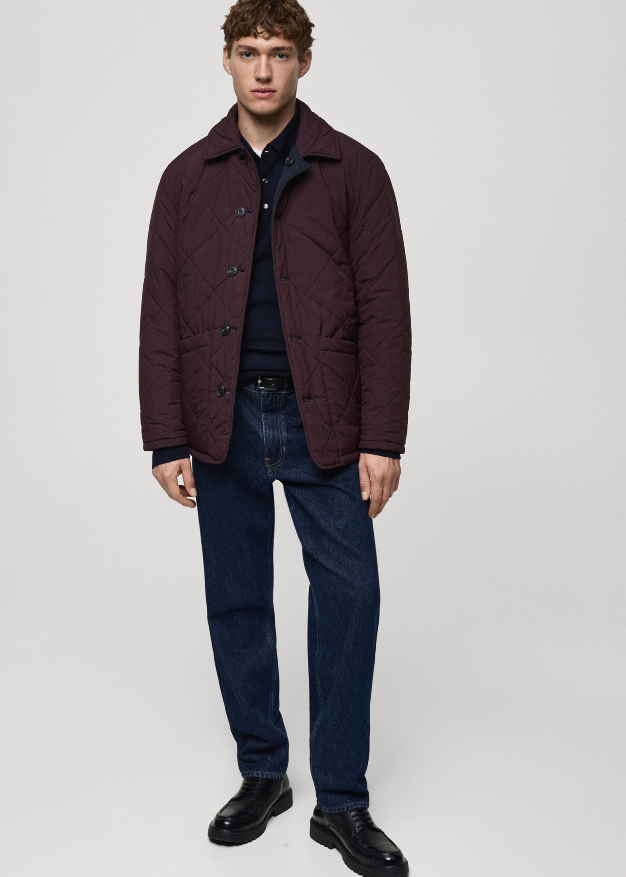 Two-tone reversible quilted jacket - Details of the article 6, Dark Navy. Ref: 87010577-00.