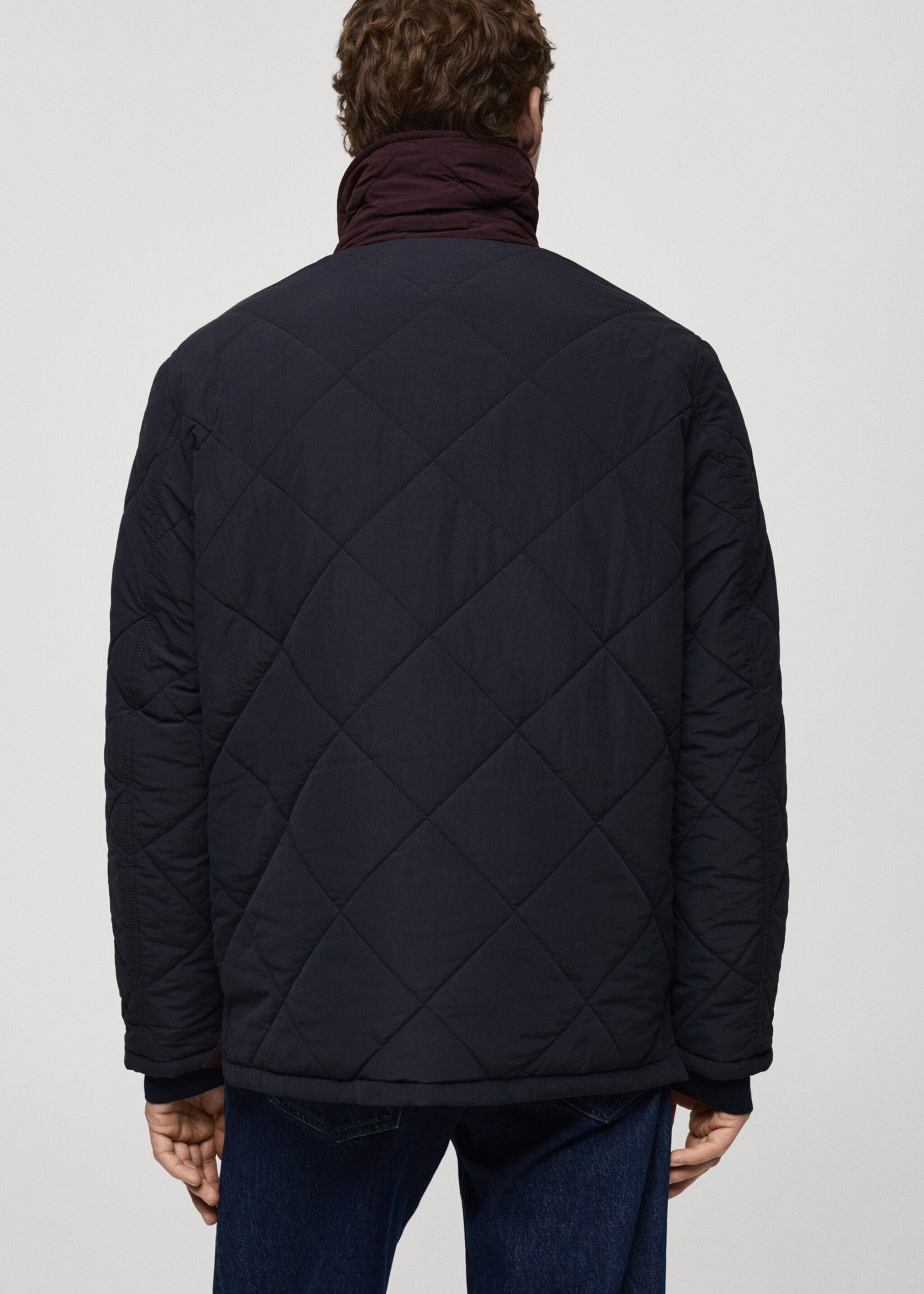 Two-tone reversible quilted jacket - Reverse of the article, Dark Navy. Ref: 87010577-00.