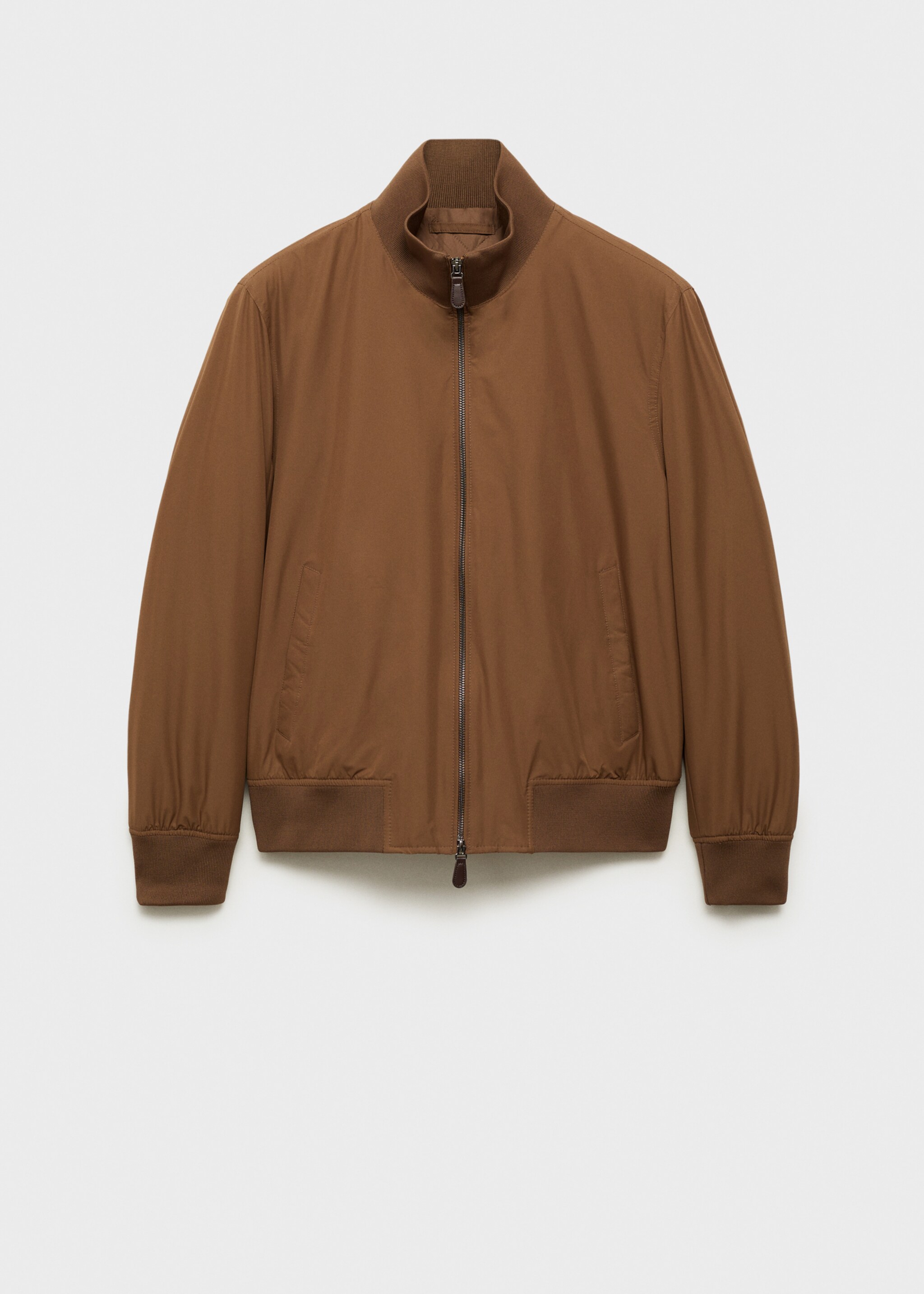 Water-repellent quilted bomber jacket - Article without model, Tobacco Brown. Ref: 87010580-00.