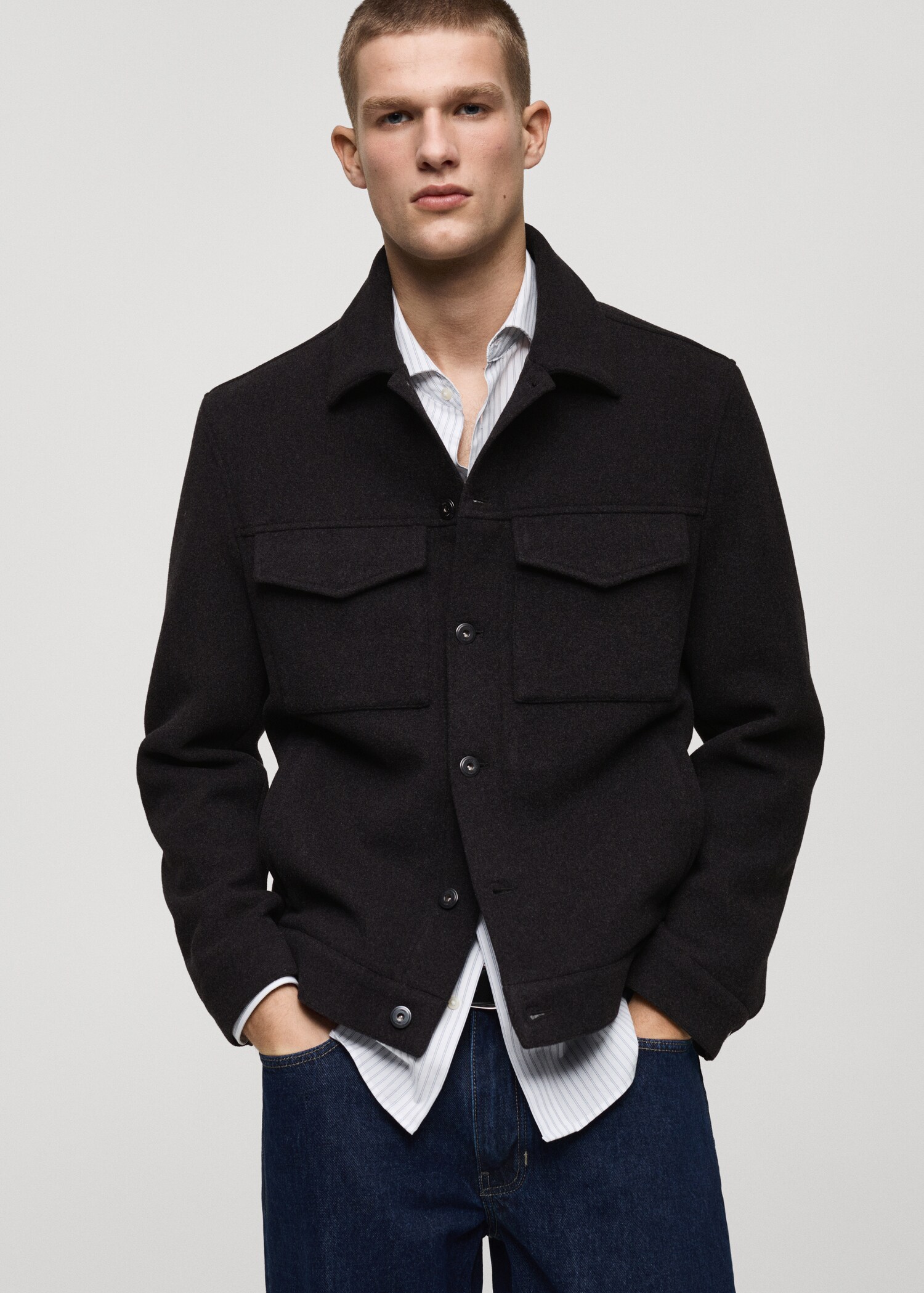 Regular-fit wool jacket - Medium plane