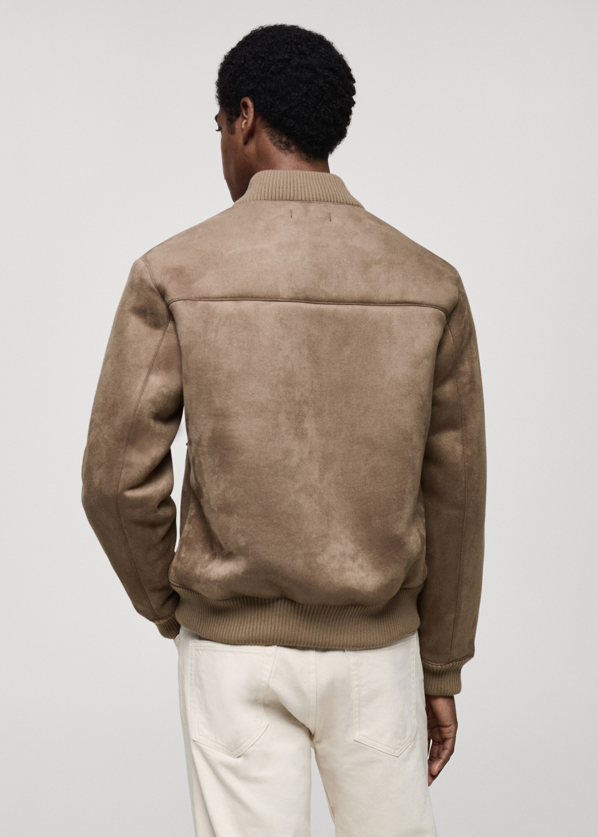Suede-effect bomber jacket - Reverse of the article, Medium Brown. Ref: 87010584-00.