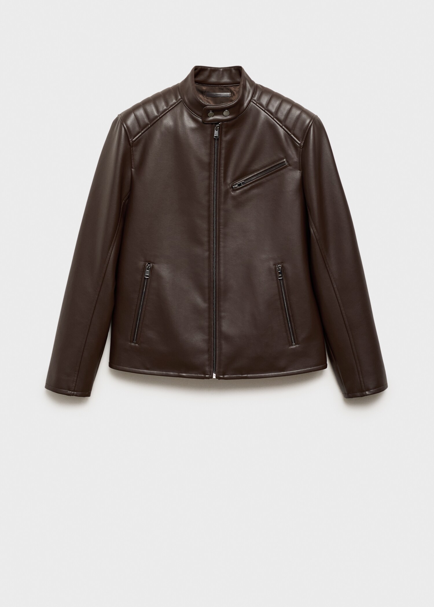 Faux-leather jacket with stitching detail - Article without model