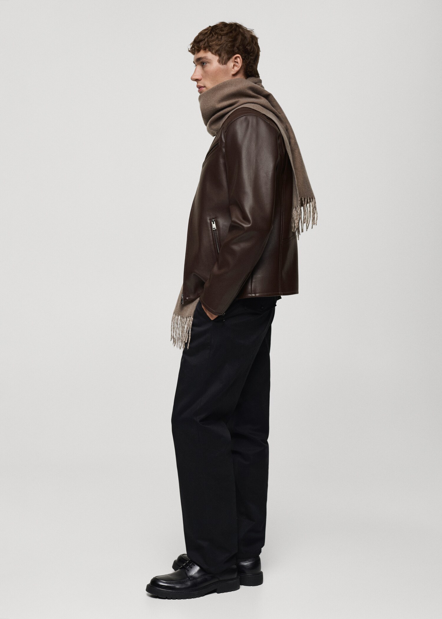 Faux-leather jacket with stitching detail - Details of the article 2