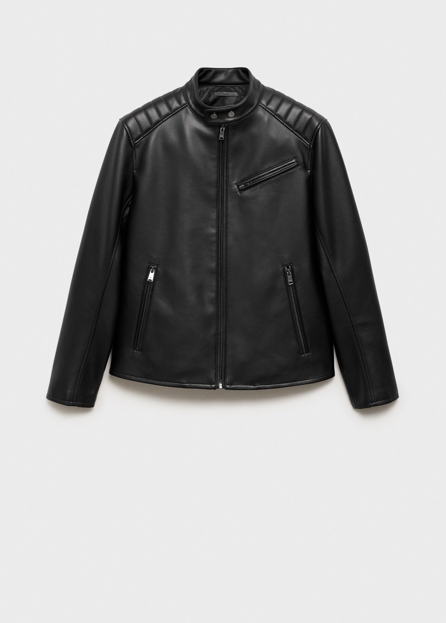 Faux-leather jacket with stitching detail - Article without model