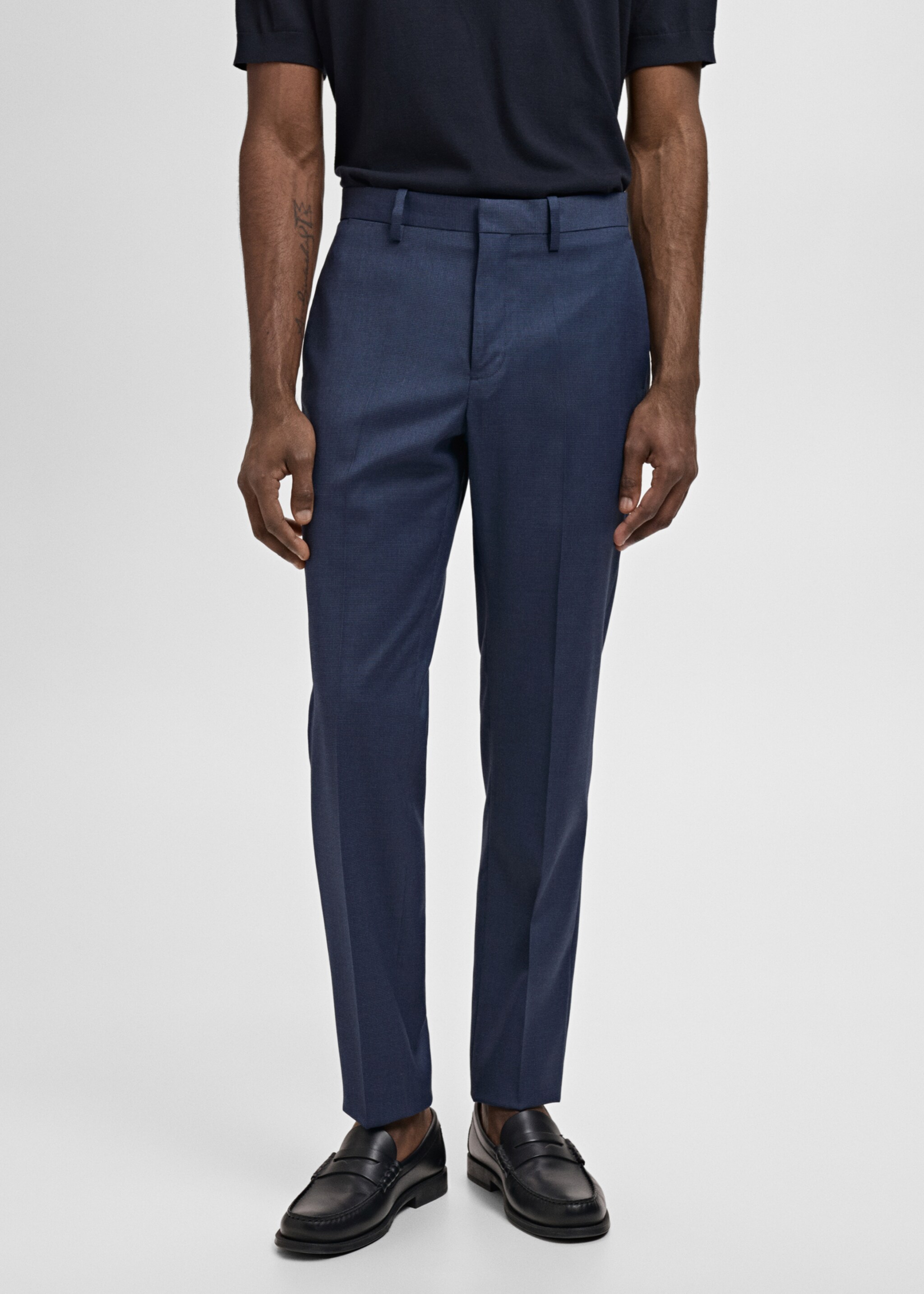 Oblekové kalhoty Paris super slim fit - Náhled ve středové rovině, Modrý inkoust. Ref: 87010590-00.