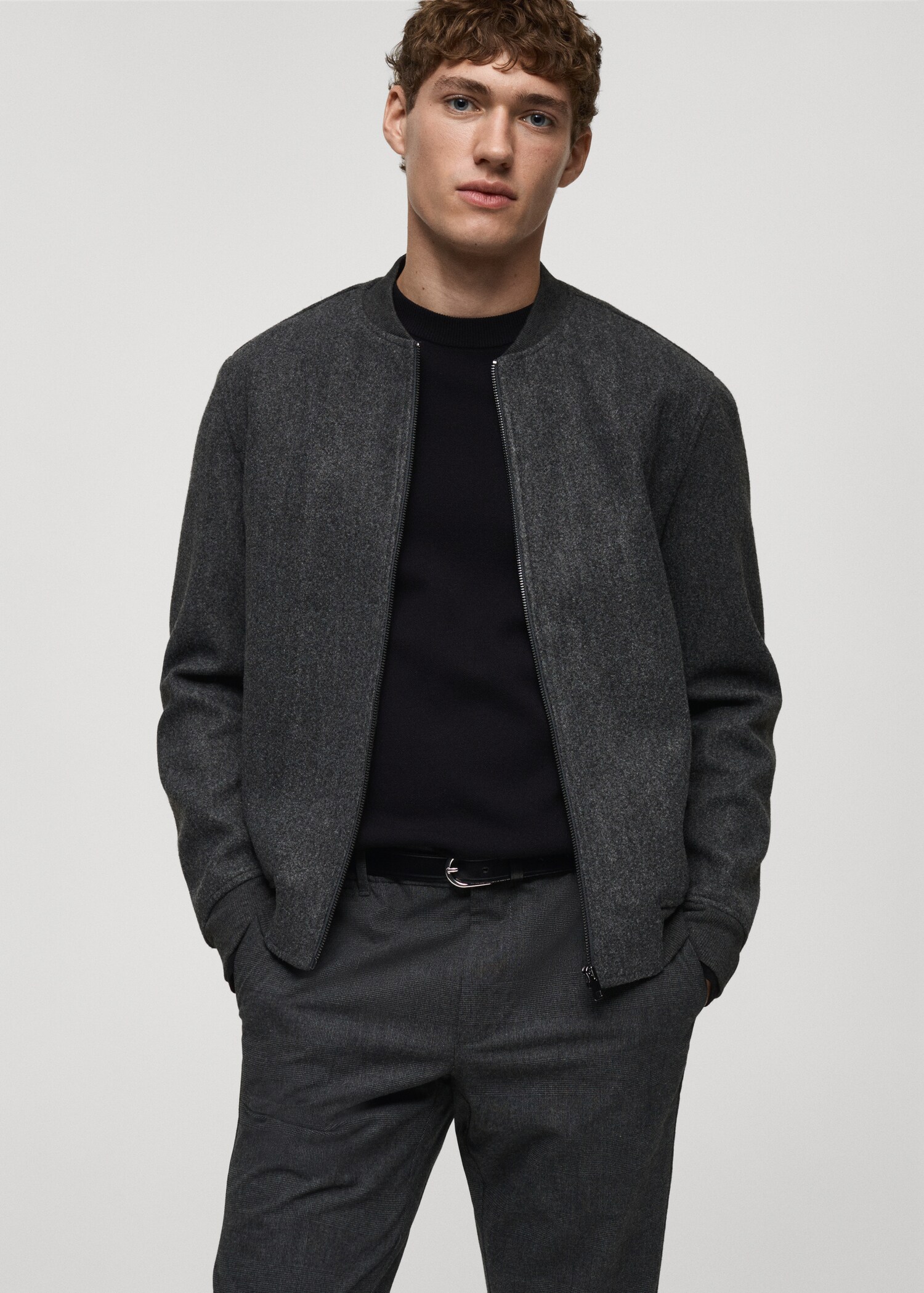 Regular-fit flannel bomber jacket - Medium plane