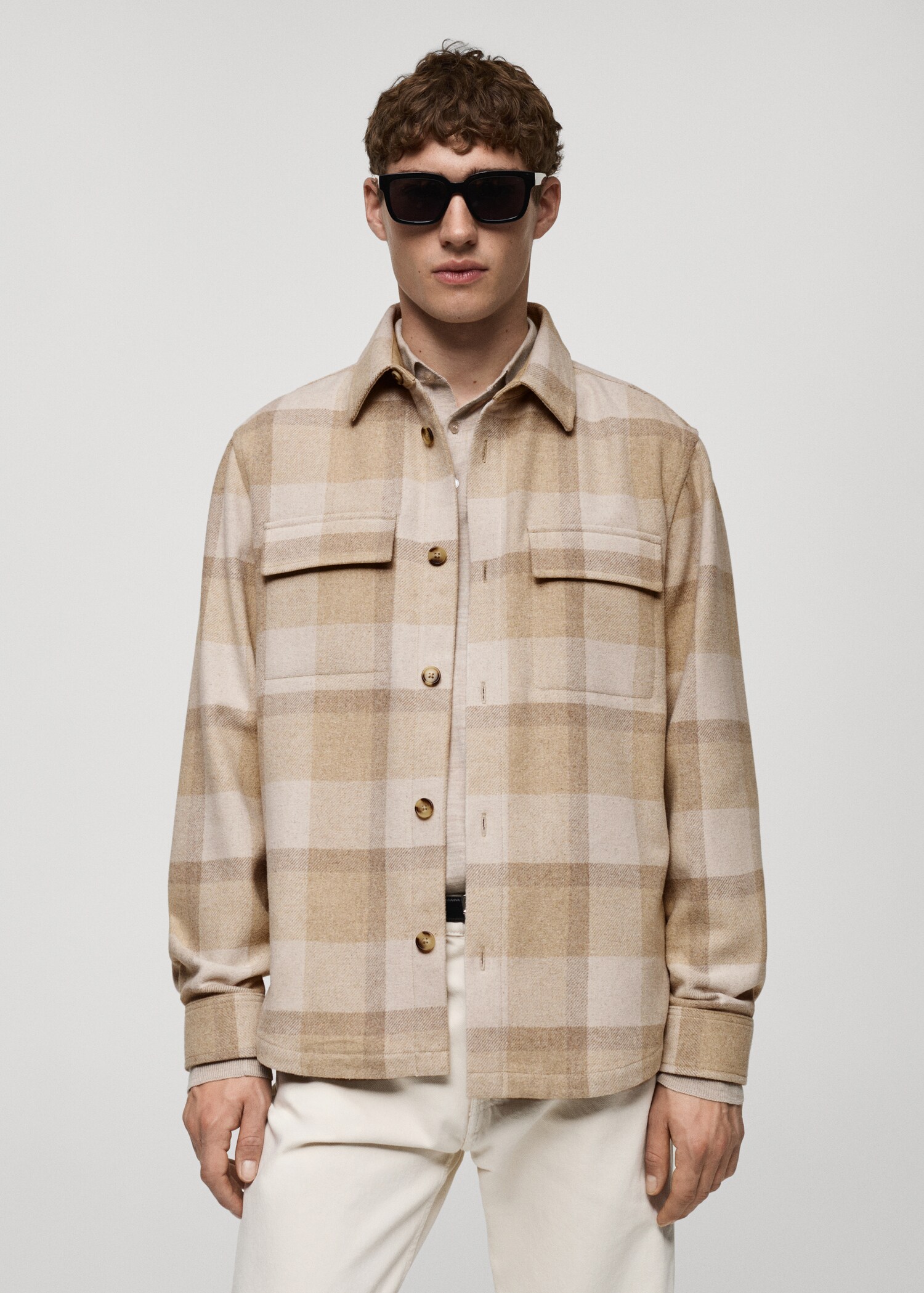 Check flannel wool overshirt - Medium plane