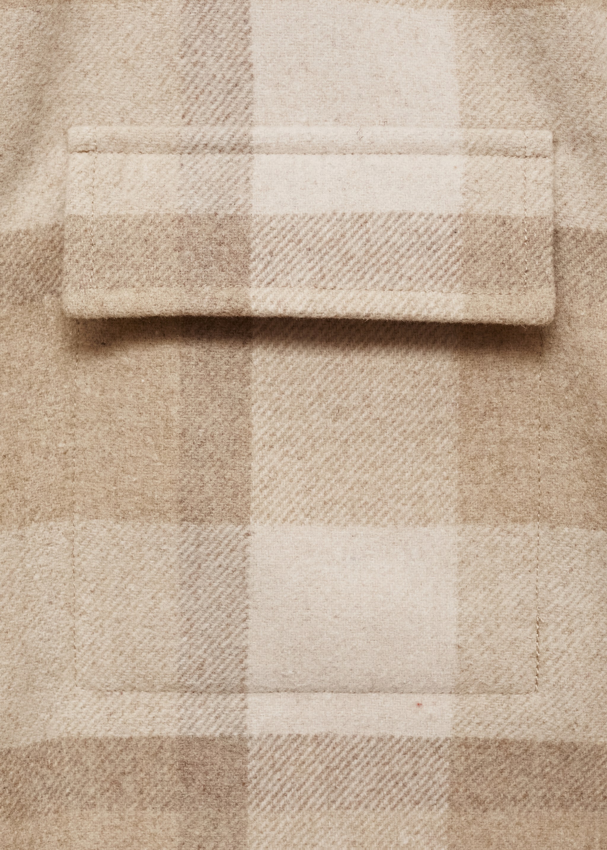 Check flannel wool overshirt - Details of the article 0, Beige. Ref: 87010599-00.