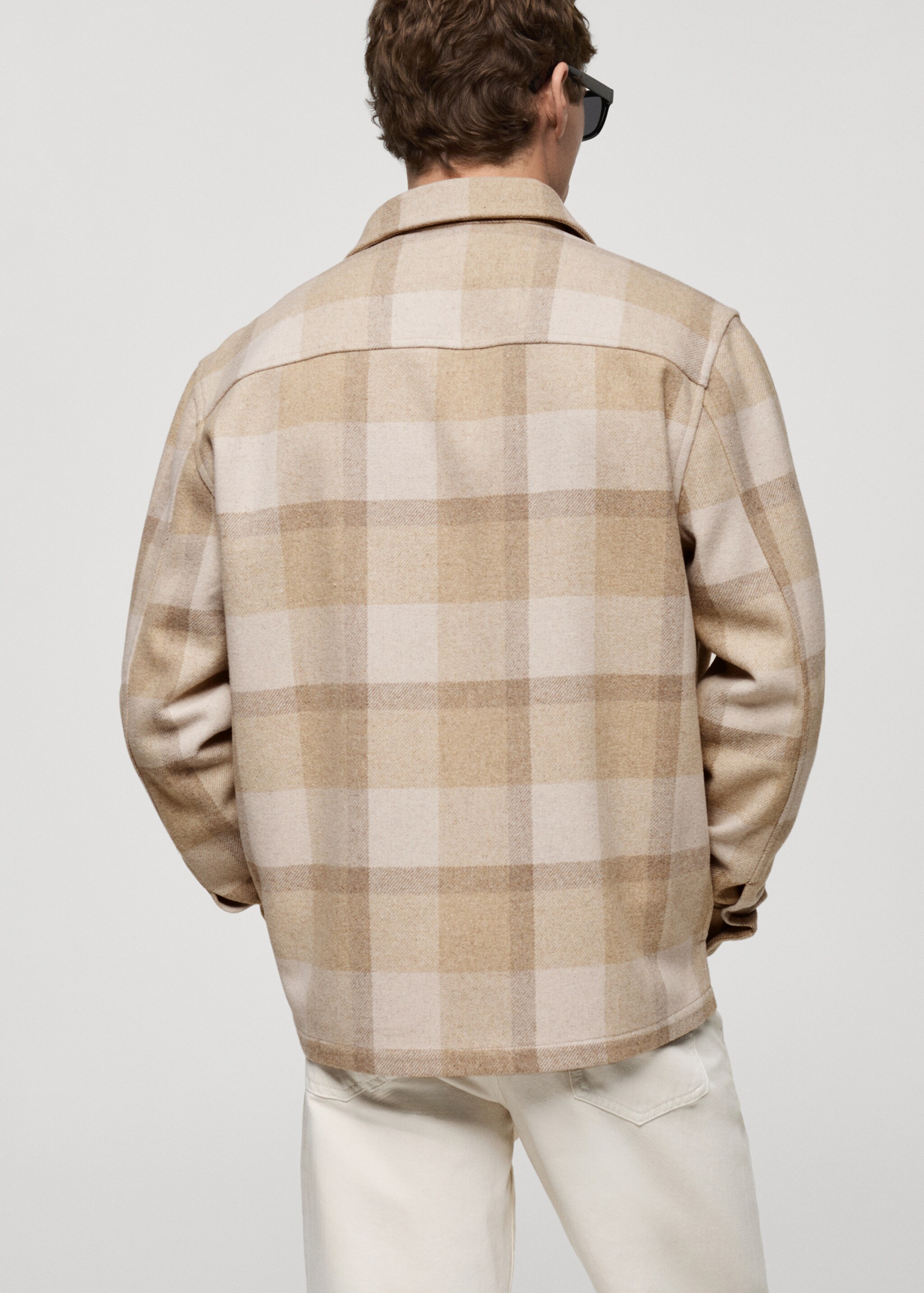 Check flannel wool overshirt - Reverse of the article, Beige. Ref: 87010599-00.