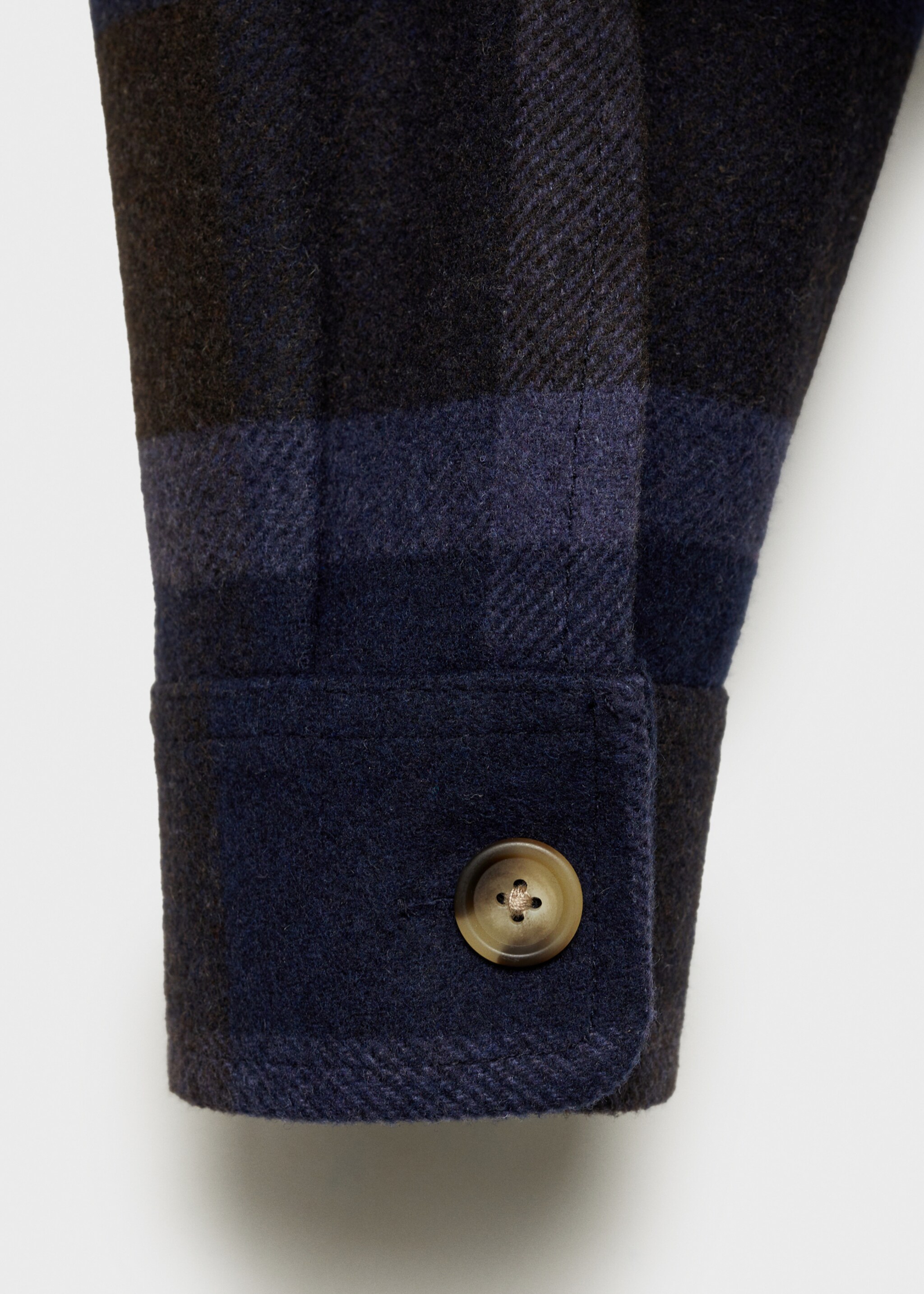 Check flannel wool overshirt - Details of the article 0, Blue. Ref: 87010599-00.