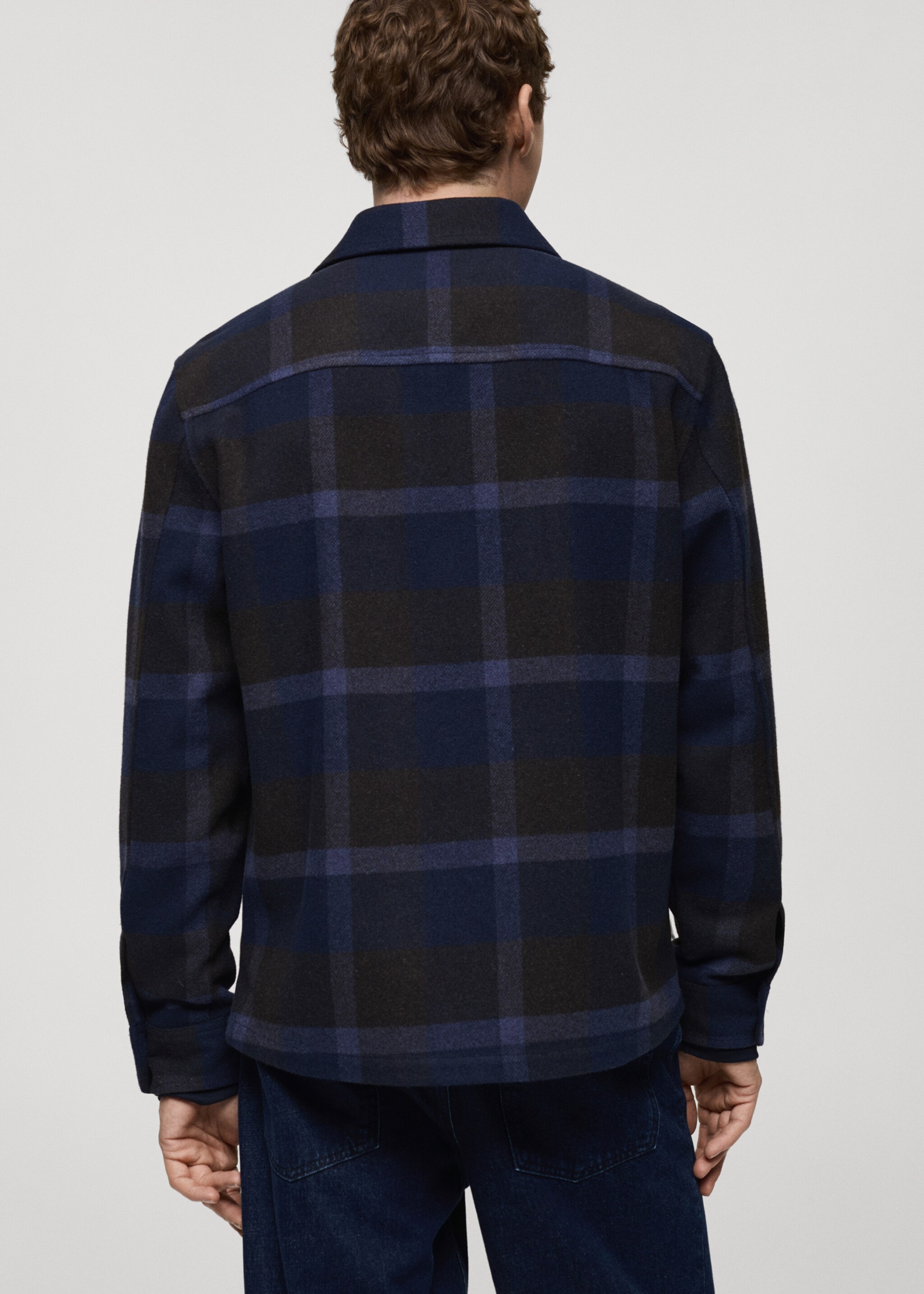 Check flannel wool overshirt - Reverse of the article, Blue. Ref: 87010599-00.