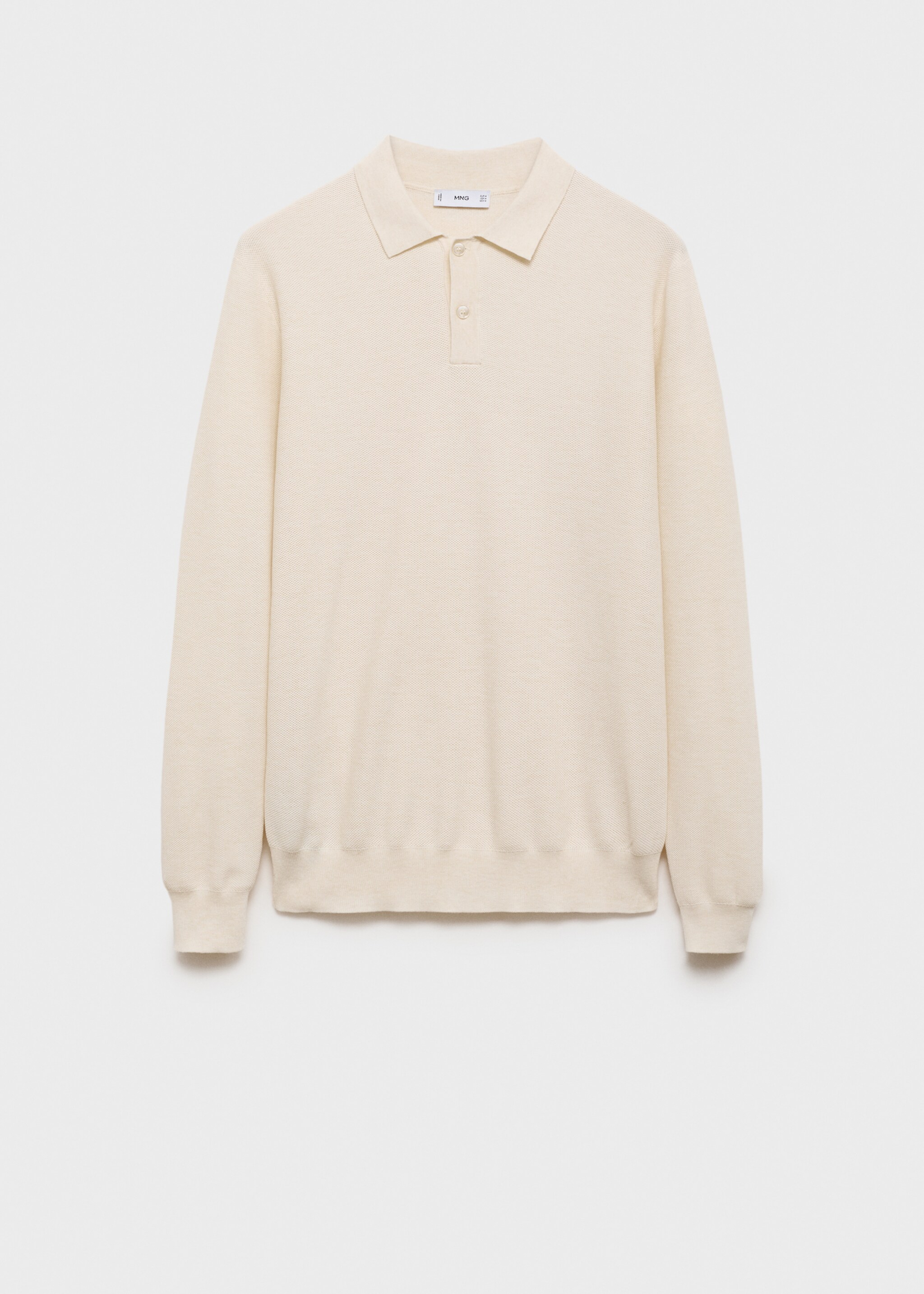 Baumwoll-Strickpullover mit Polokragen und Mikrostruktur - Artikel ohne Model, Cremeweiß. Ref: 87010601-00.