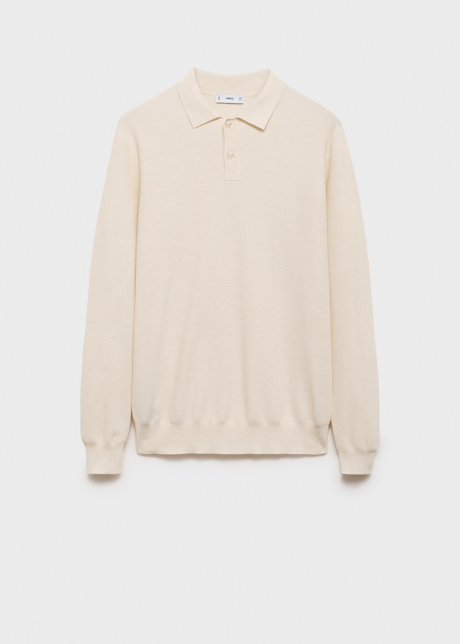 Baumwoll-Strickpullover mit Polokragen und Mikrostruktur - Artikel ohne Model