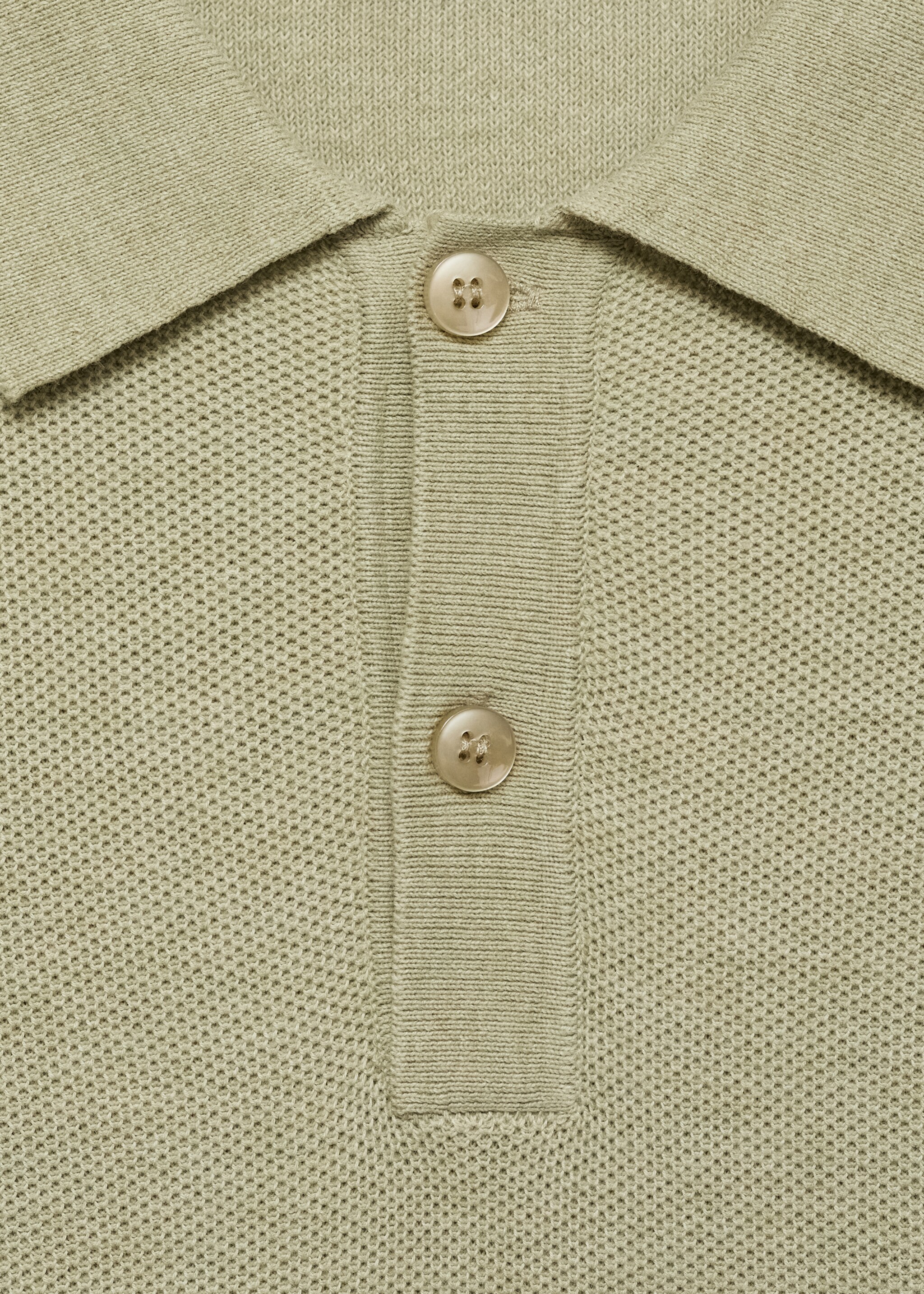 Micro-structured cotton knitted polo shirt - Details of the article 8, Green Apple. Ref: 87010601-00.