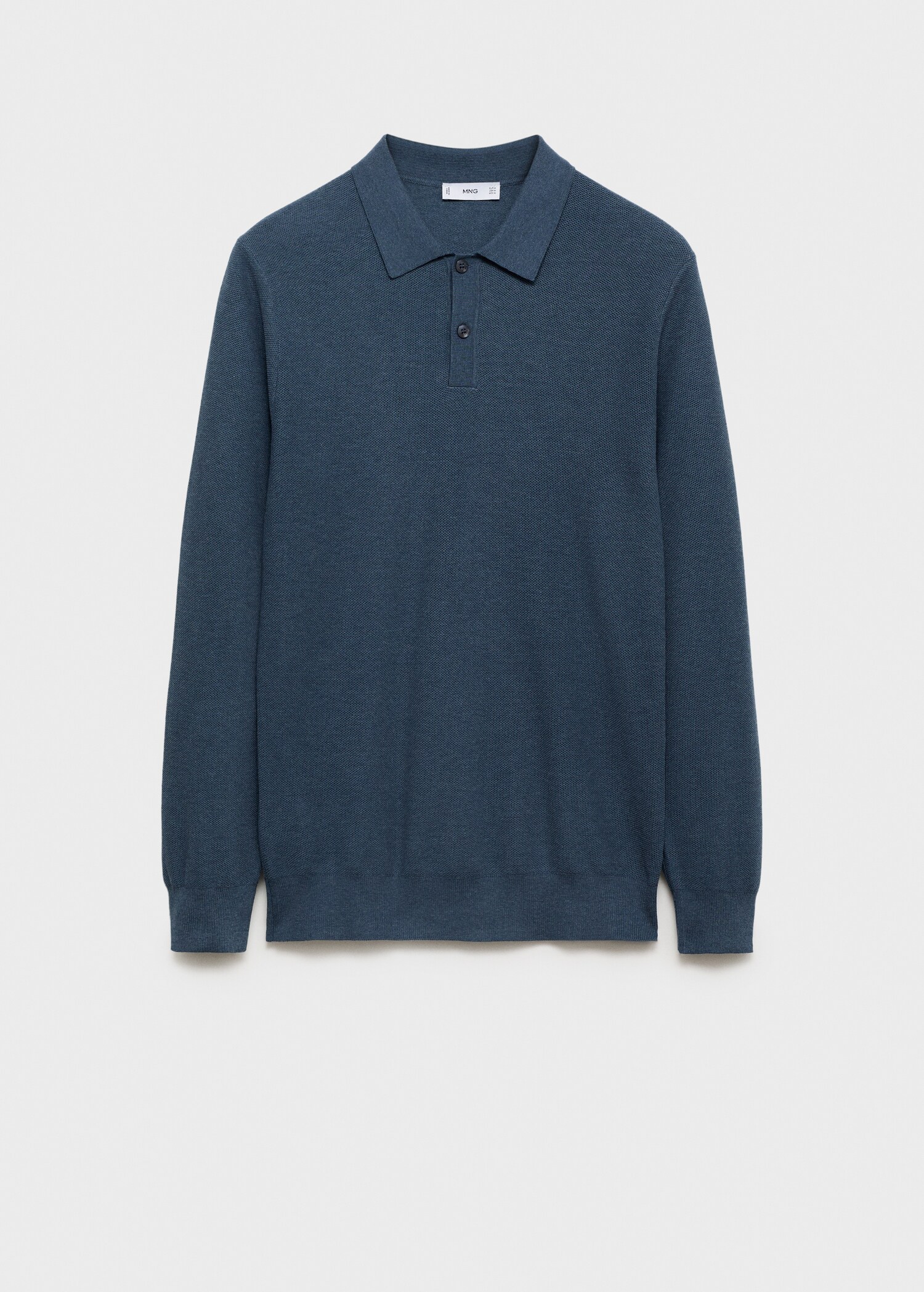 Baumwoll-Strickpullover mit Polokragen und Mikrostruktur - Artikel ohne Model