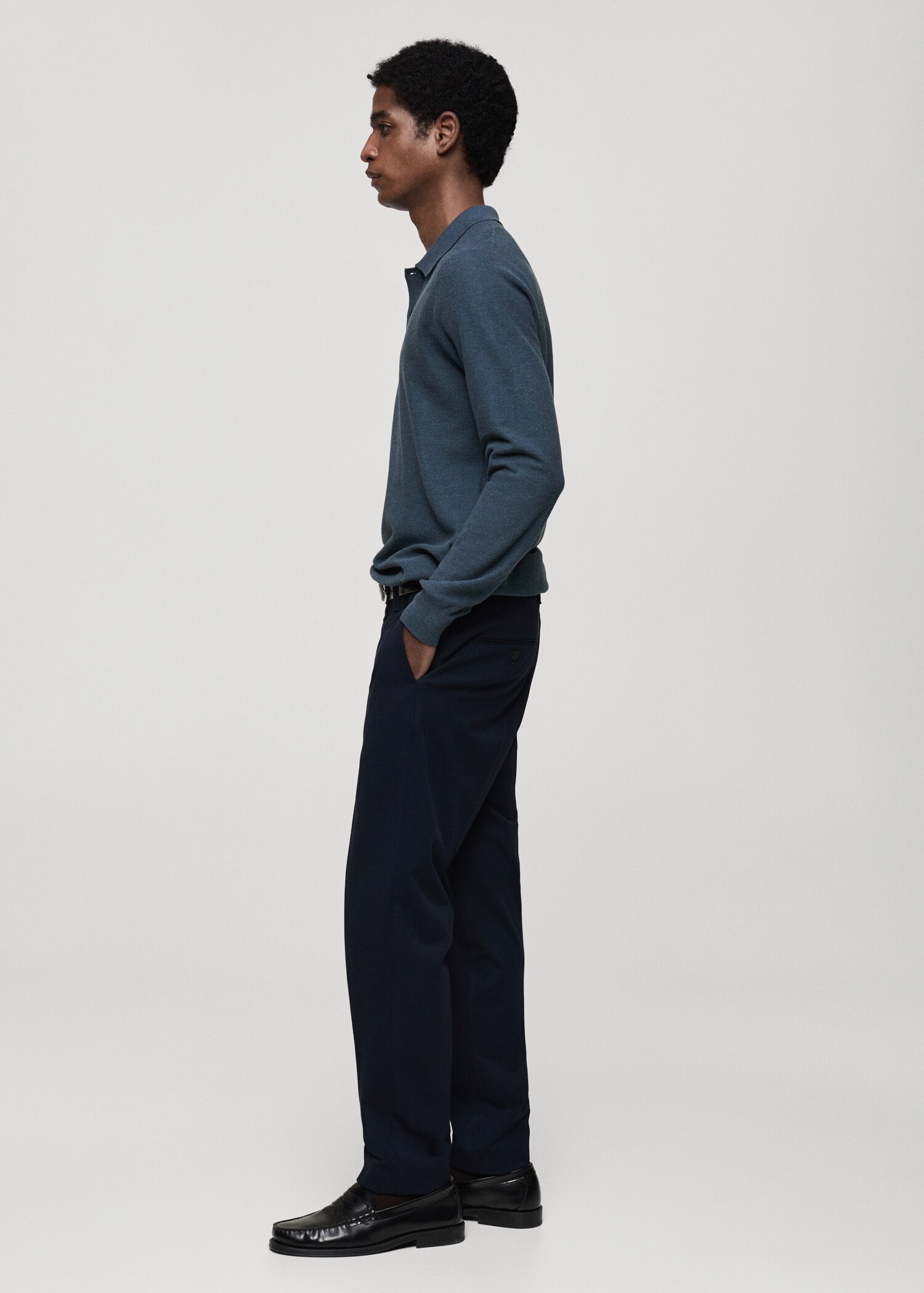 Baumwoll-Strickpullover mit Polokragen und Mikrostruktur - Detail des Artikels 2