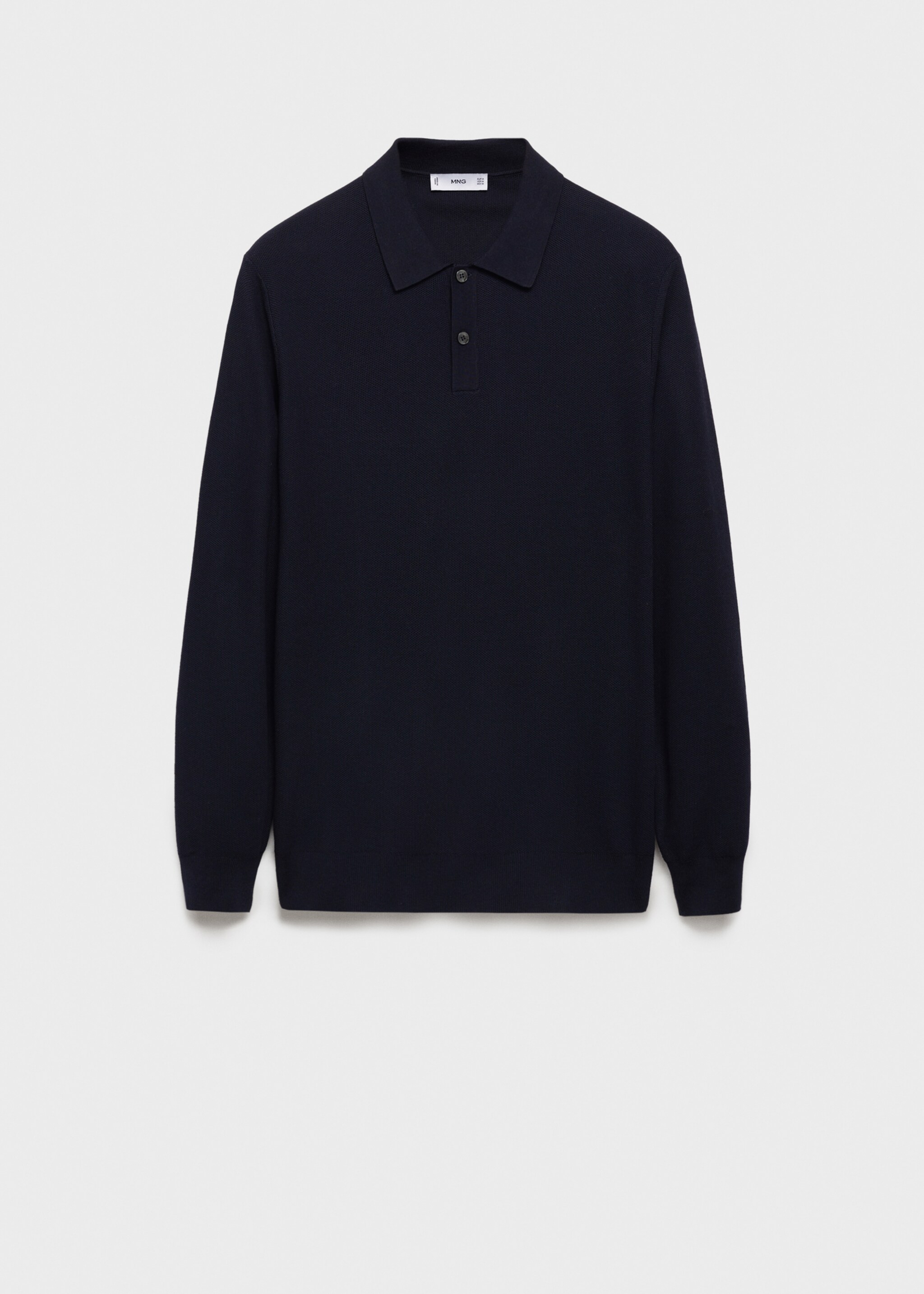 Micro-structured cotton knitted polo shirt - Article without model, Dark Navy. Ref: 87010601-00.
