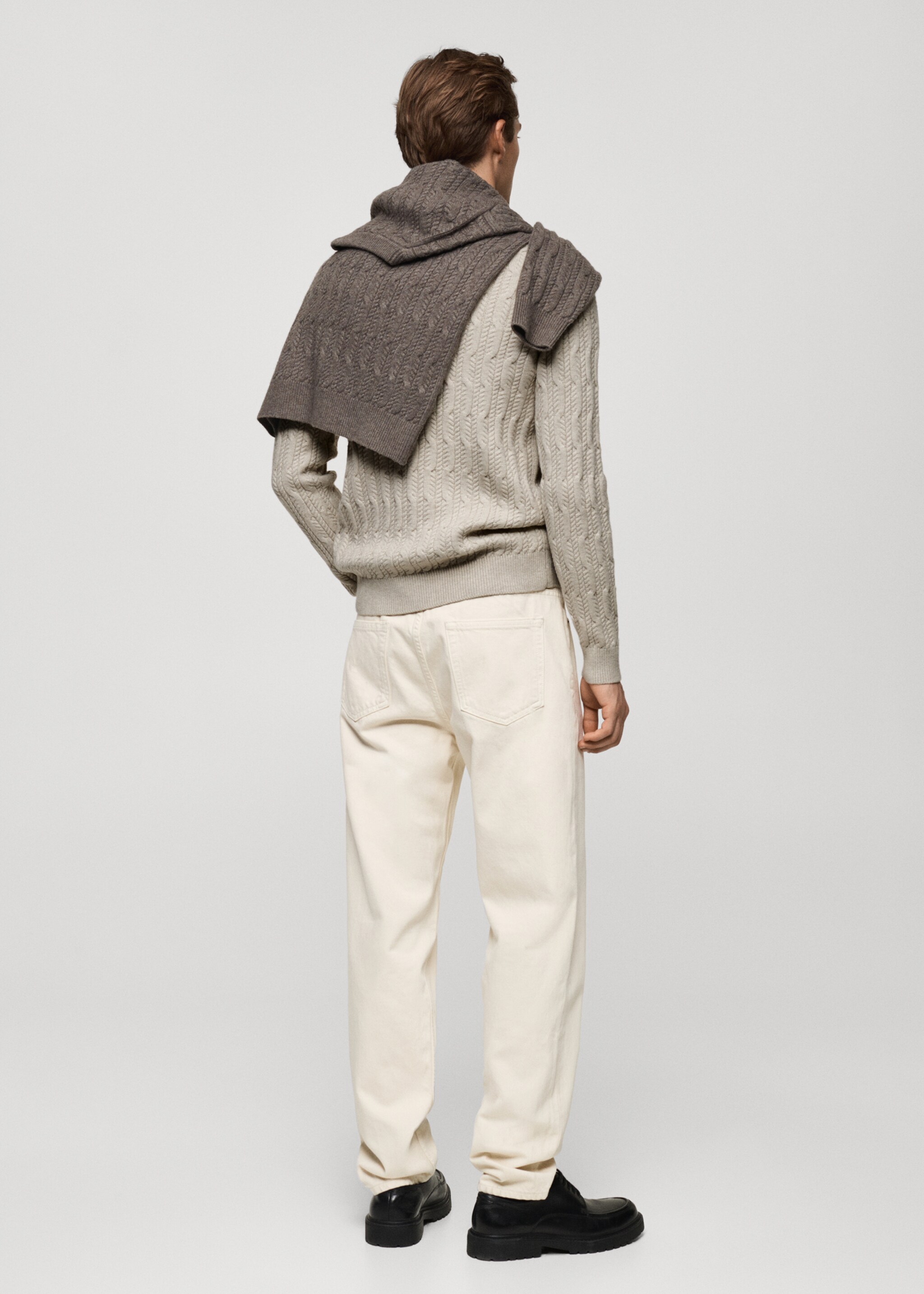 Pull-over maille tressée - Verso de l’article, Gris chiné clair. Ref: 87010603-00.