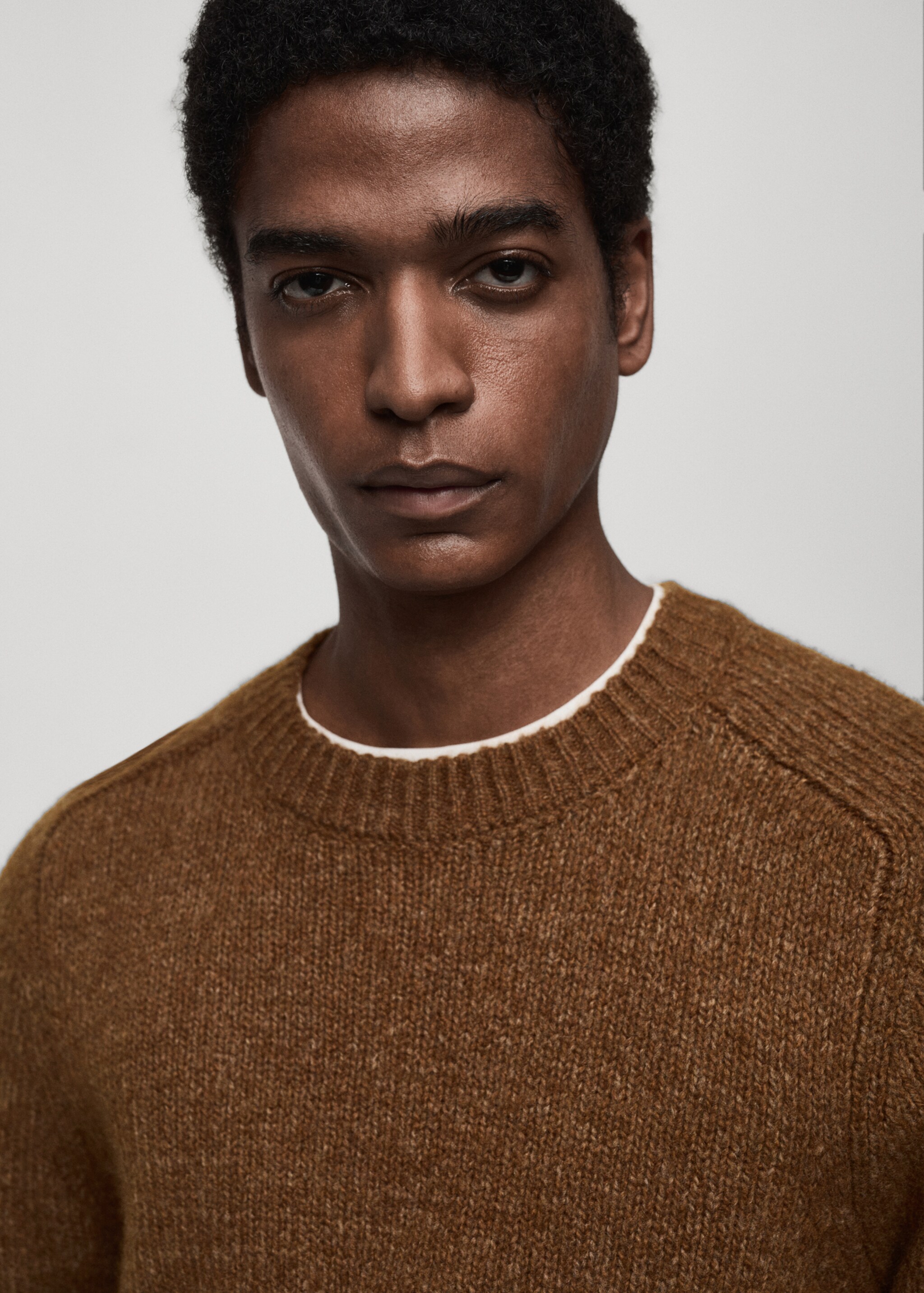 Pull-over maille laine et coton mélangés - Détail de l'article 1, Marron moyen. Ref: 87010604-00.