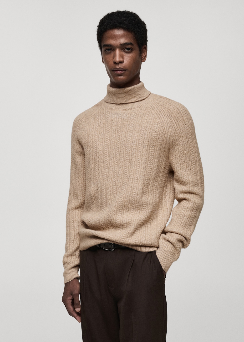 Braided knit turtleneck sweater - Men | MANGO OUTLET USA