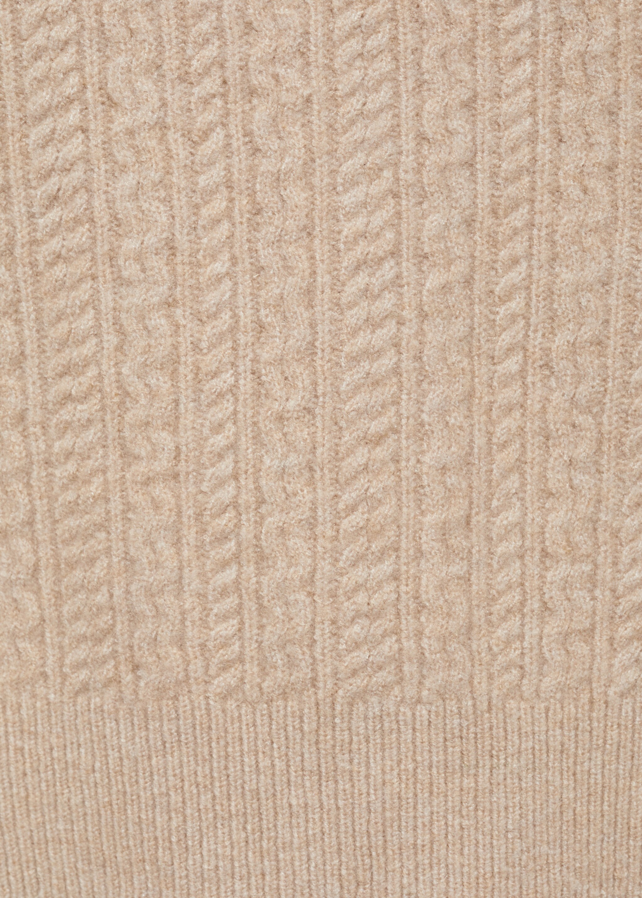 Strickpullover mit Zopfmuster und hohem Kragen - Detail des Artikels 0, Beige. Ref: 87010605-00.