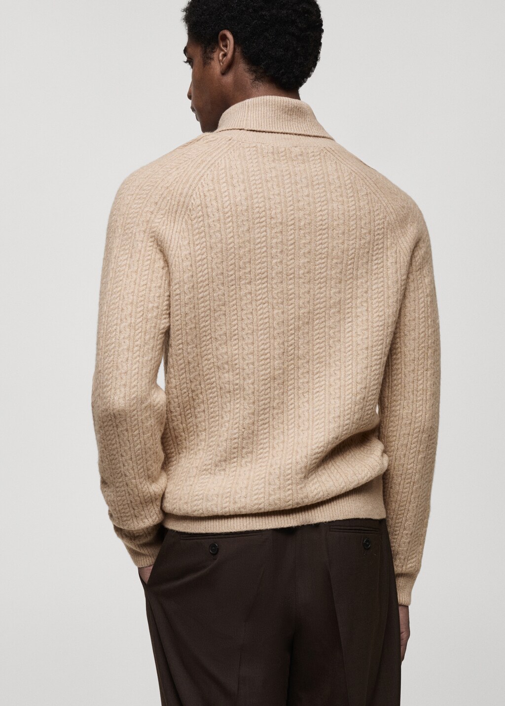 Braided knit turtleneck sweater - Men | MANGO OUTLET USA