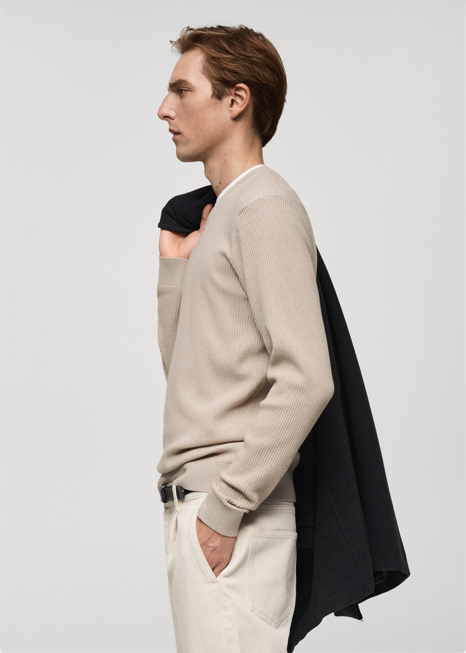 Feinstrickpullover aus Baumwolle mit Rippmuster - Detail des Artikels 2