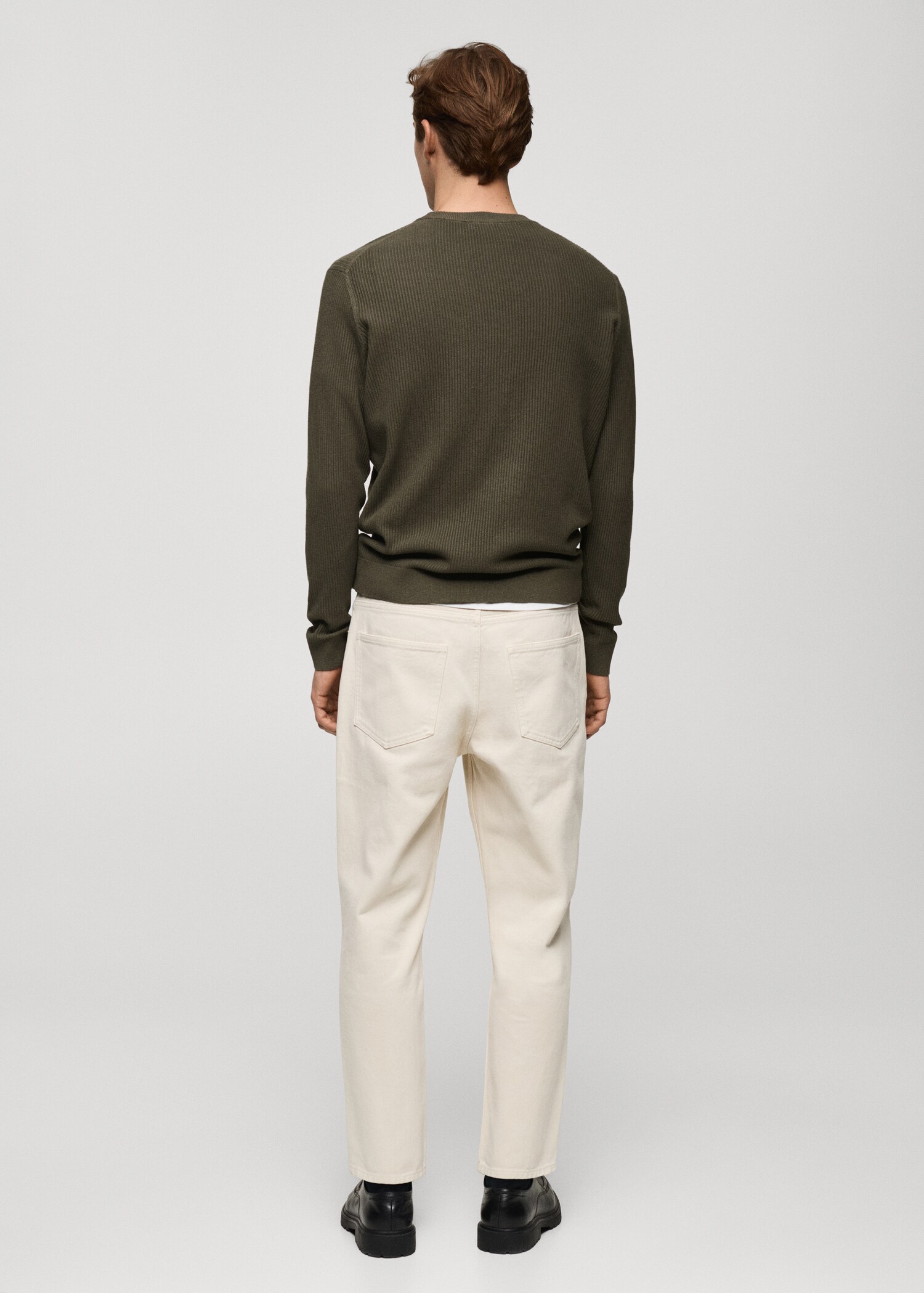 Feinstrickpullover aus Baumwolle mit Rippmuster - Rückseite des Artikels