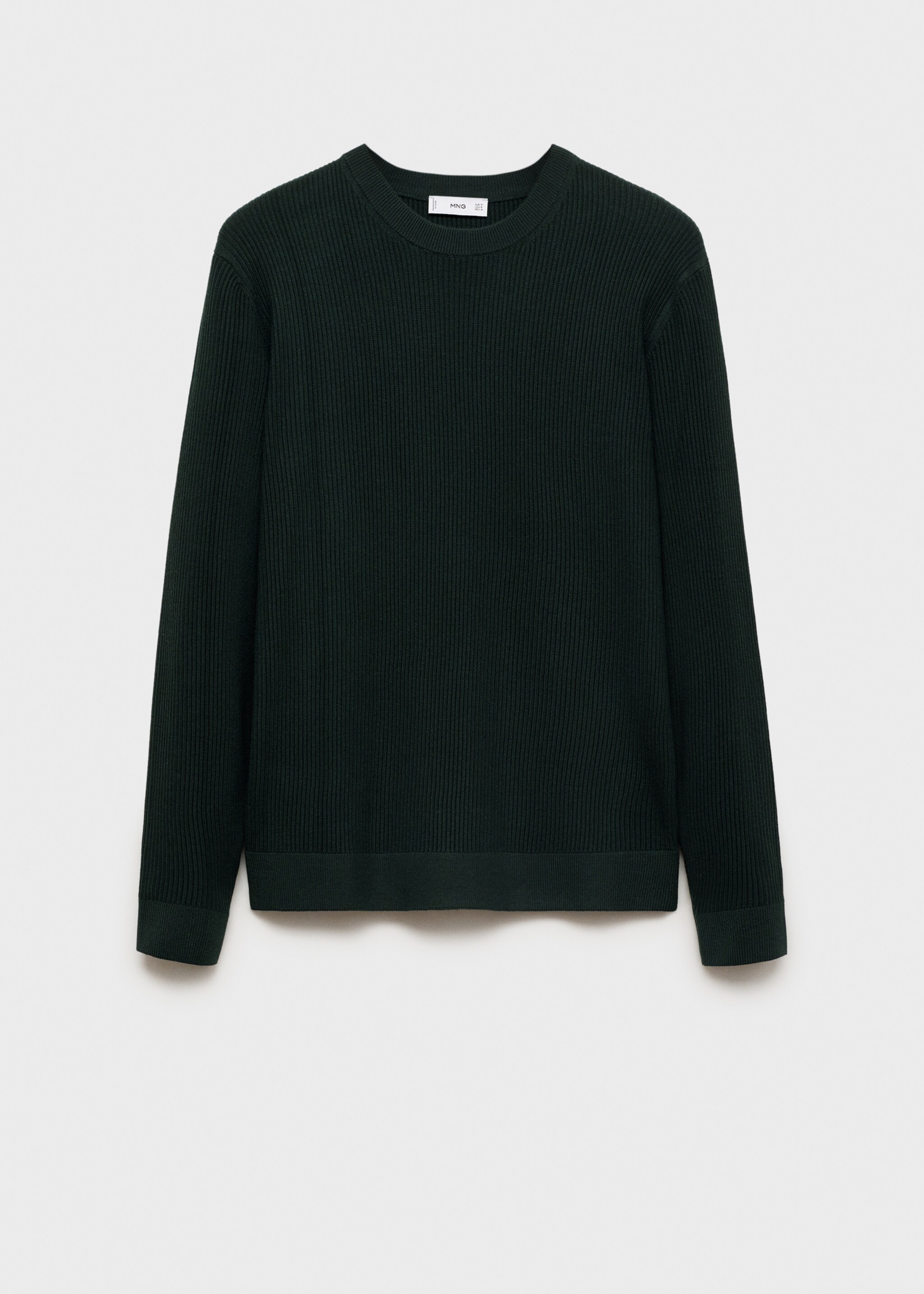 Fine rib-knit cotton sweater - Article without model, Dark Green. Ref: 87010610-00.