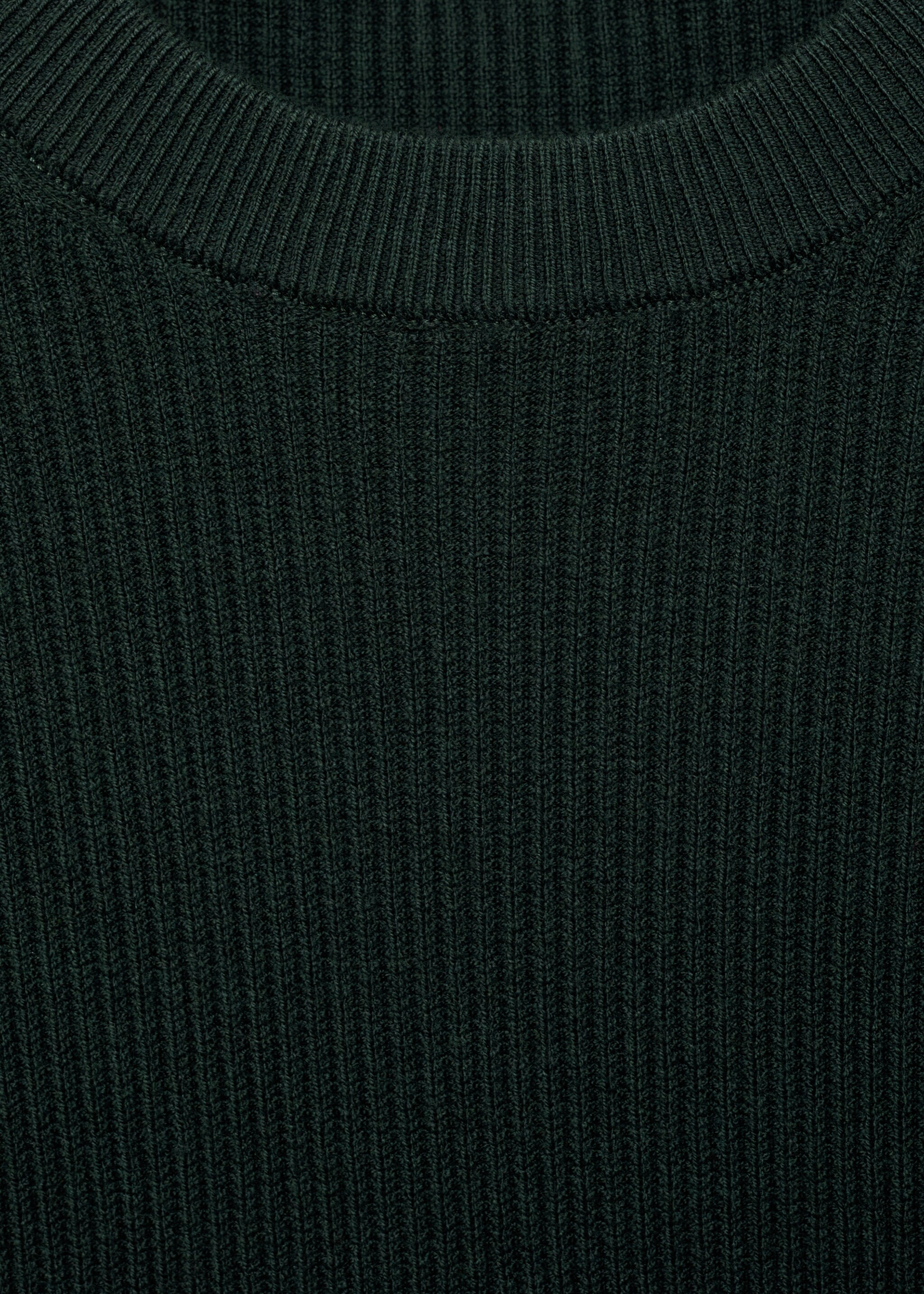 Fine rib-knit cotton sweater - Details of the article 8, Dark Green. Ref: 87010610-00.