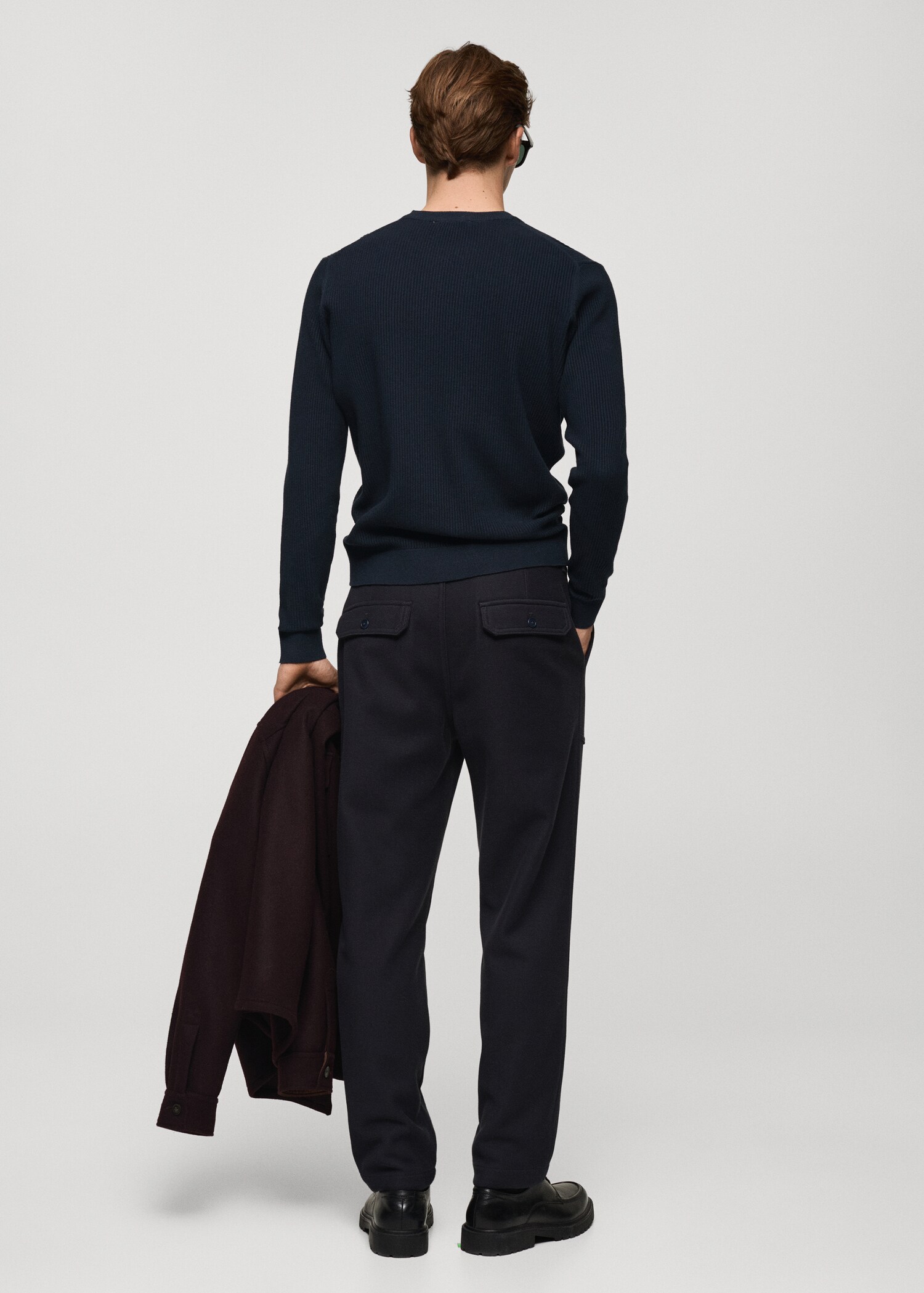 Feinstrickpullover aus Baumwolle mit Rippmuster - Rückseite des Artikels